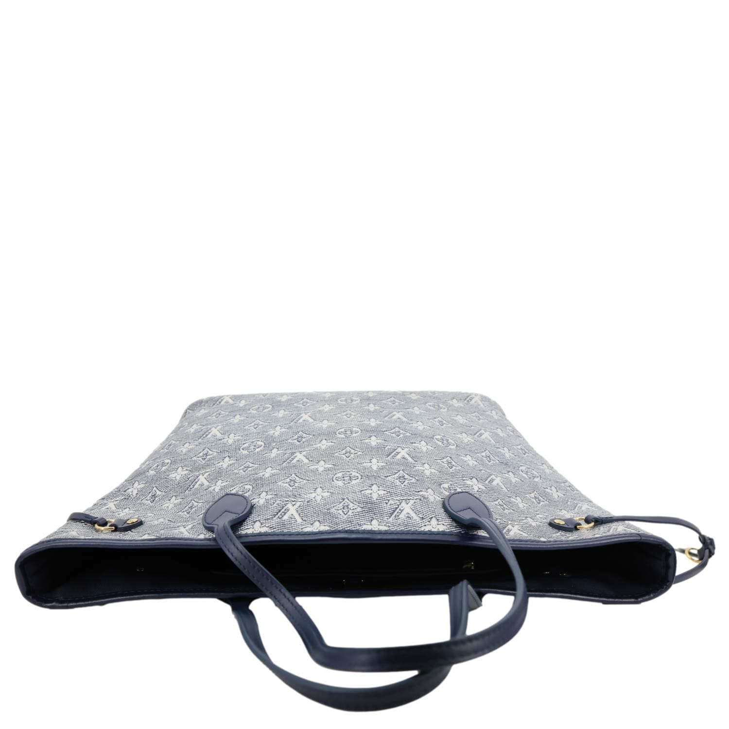 LOUIS VUITTON Neverfull MM Monoglam Jacquard Tote Bag Navy Blue
