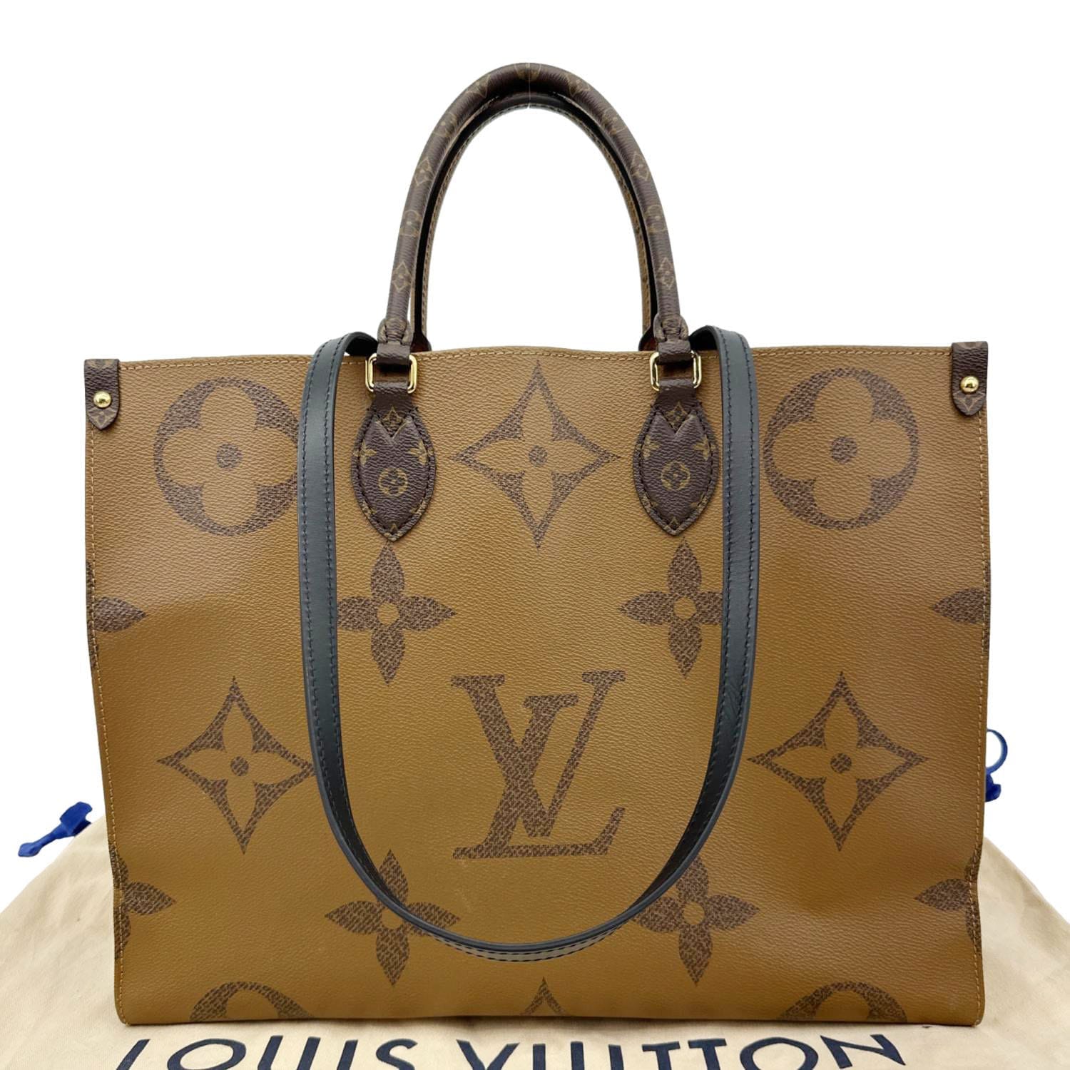 LOUIS VUITTON Onthego GM Giant Monogram Reverse Canvas Tote Bag Brown