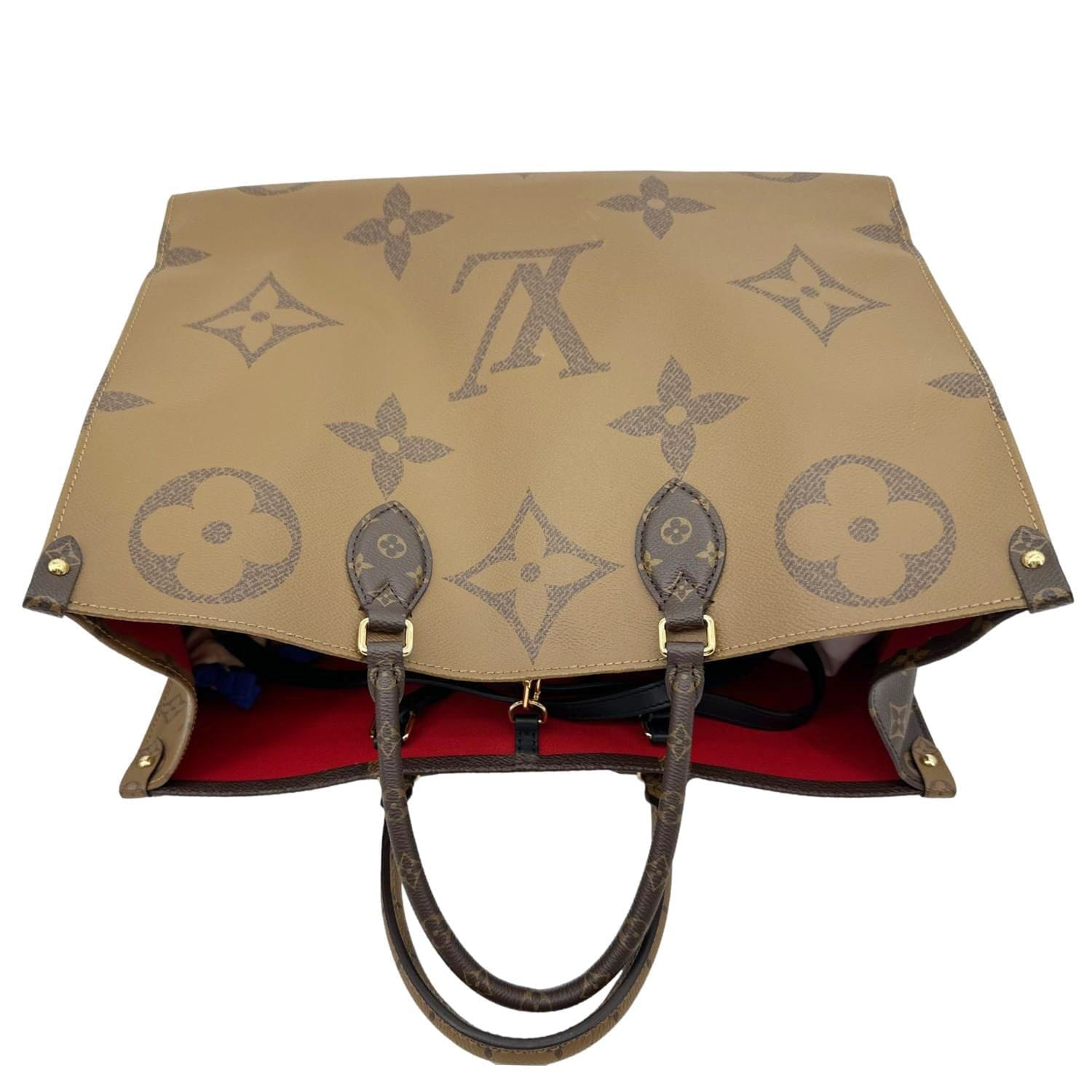LOUIS VUITTON Onthego GM Giant Monogram Reverse Canvas Tote Bag Brown