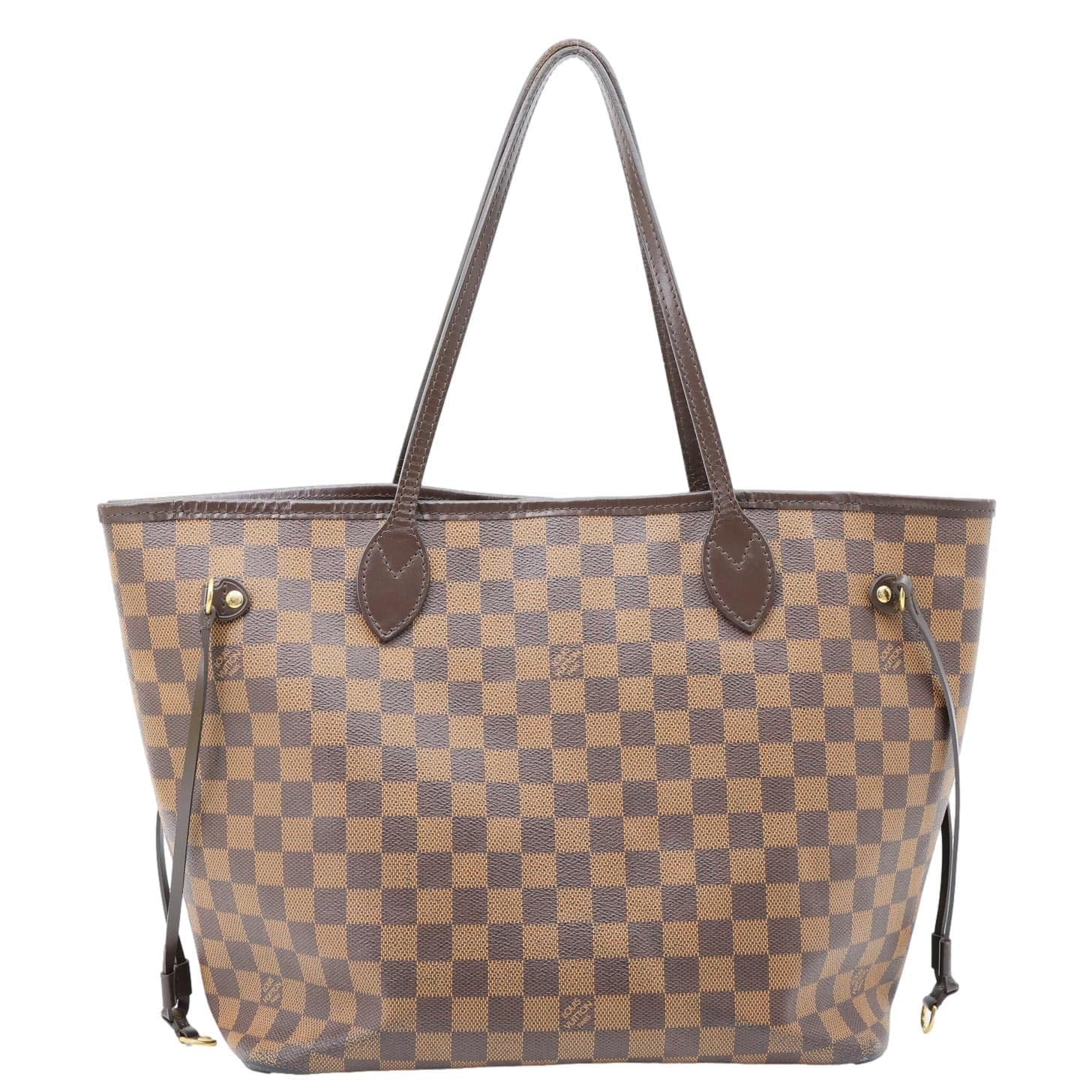 LOUIS VUITTON Neverfull MM Damier Ebene Tote Bag Red