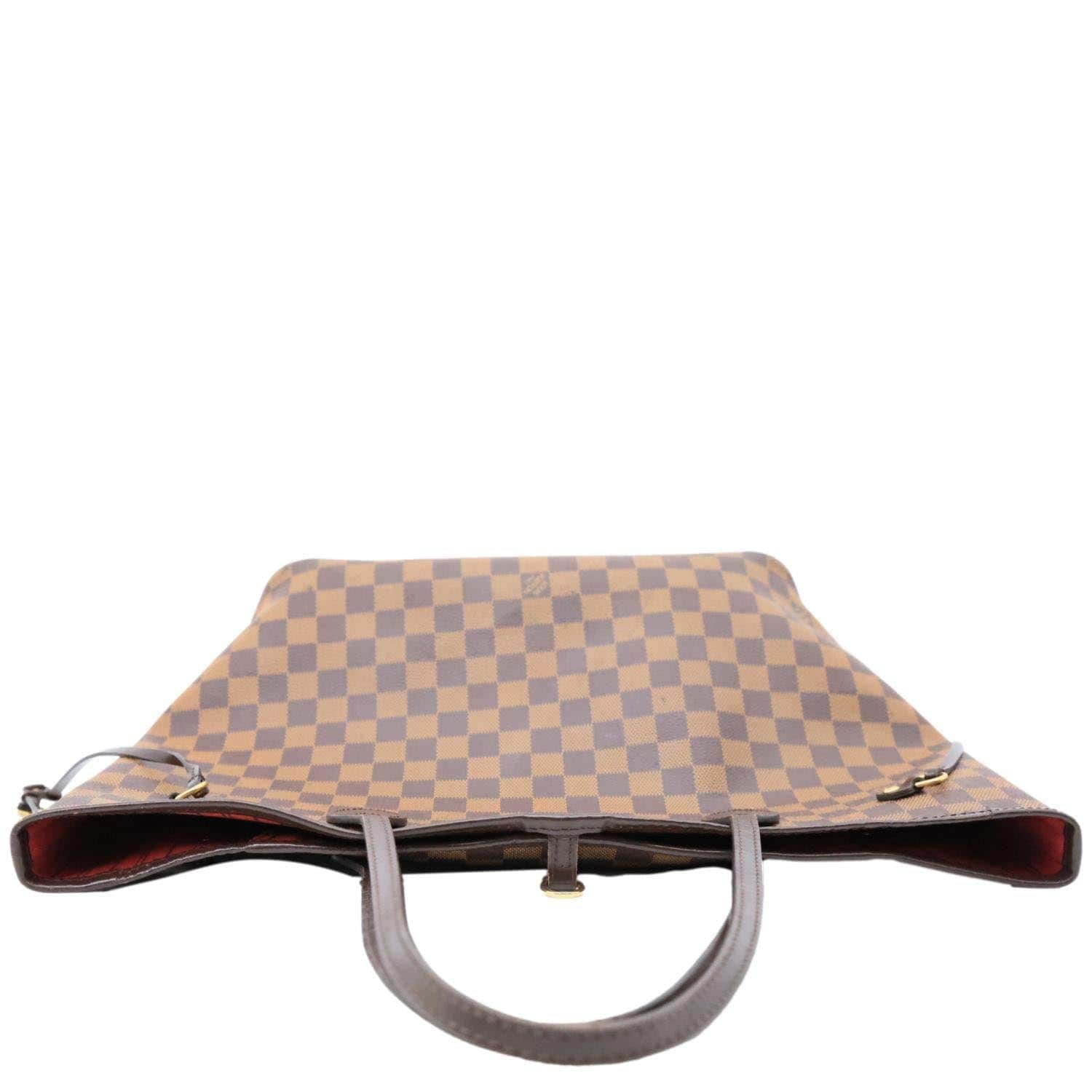 LOUIS VUITTON Neverfull MM Damier Ebene Tote Bag Red