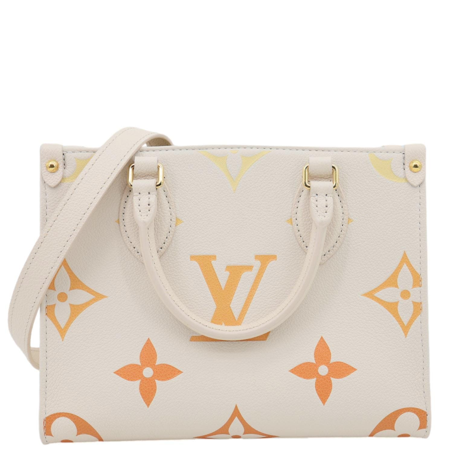 LOUIS VUITTON Onthego PM Monogram Empreinte Tote Bag Beige