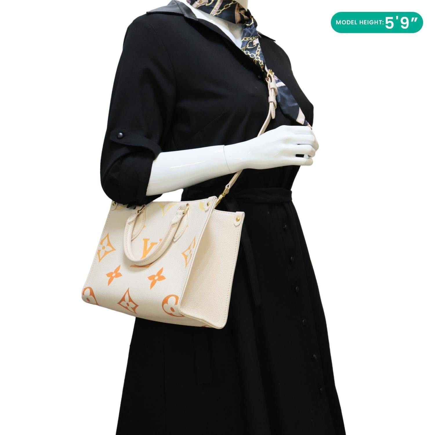LOUIS VUITTON Onthego PM Monogram Empreinte Tote Bag Beige
