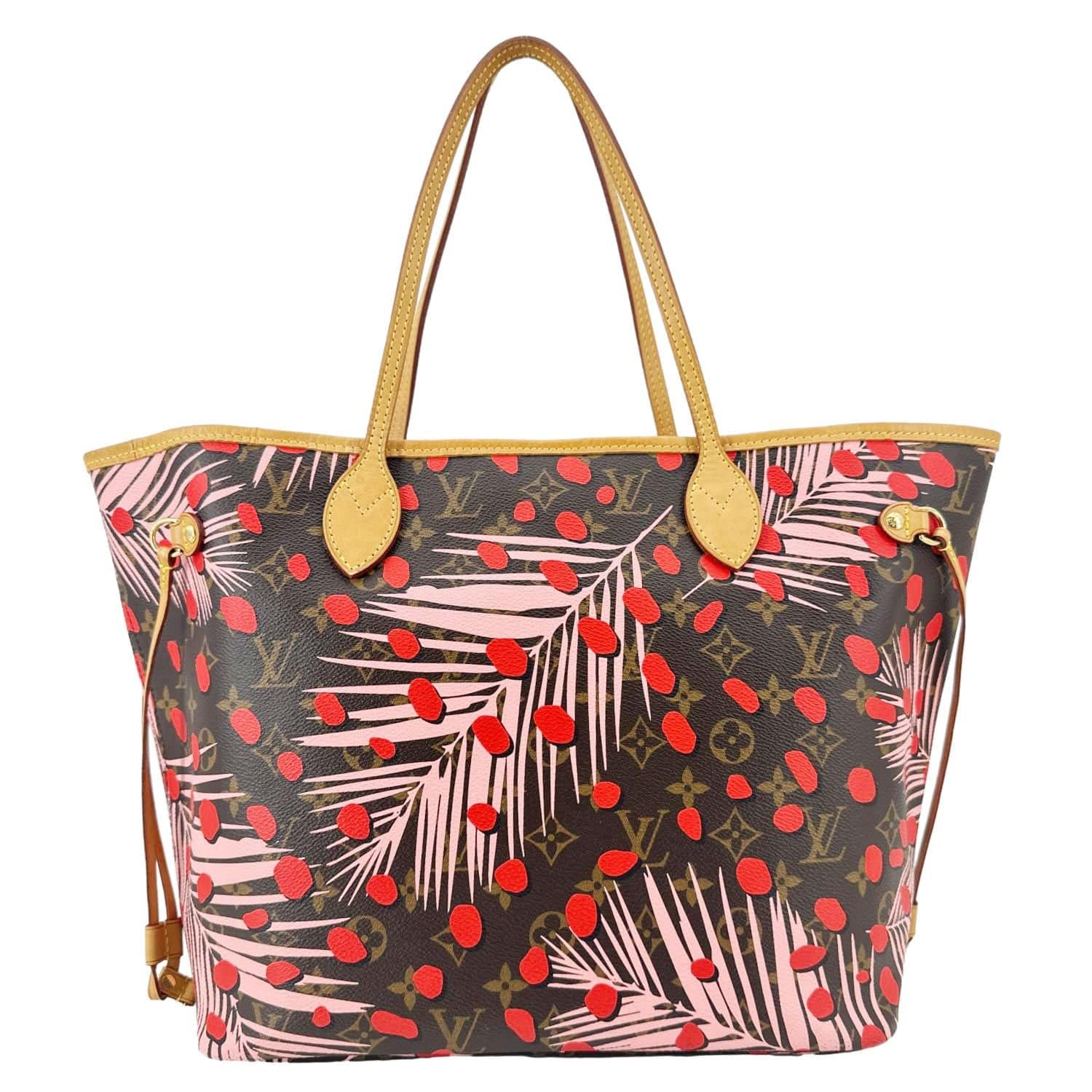 LOUIS VUITTON Neverfull MM Jungle Dots Monogram Canvas Tote Bag Brown