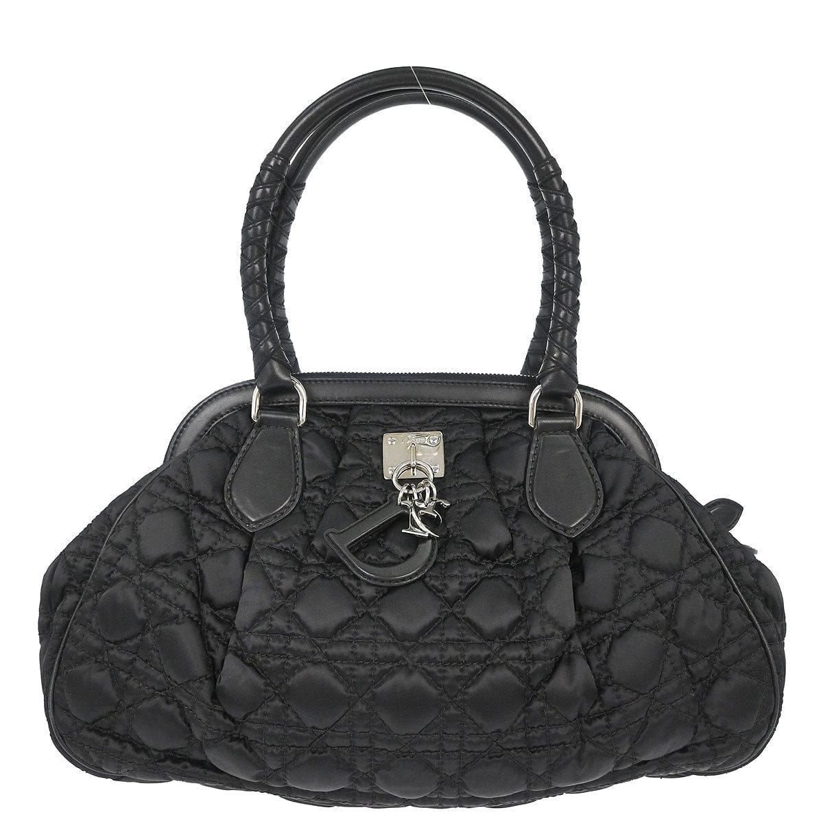 Christian Dior Black Nylon Cannage Charming Doctor Bag Handbag