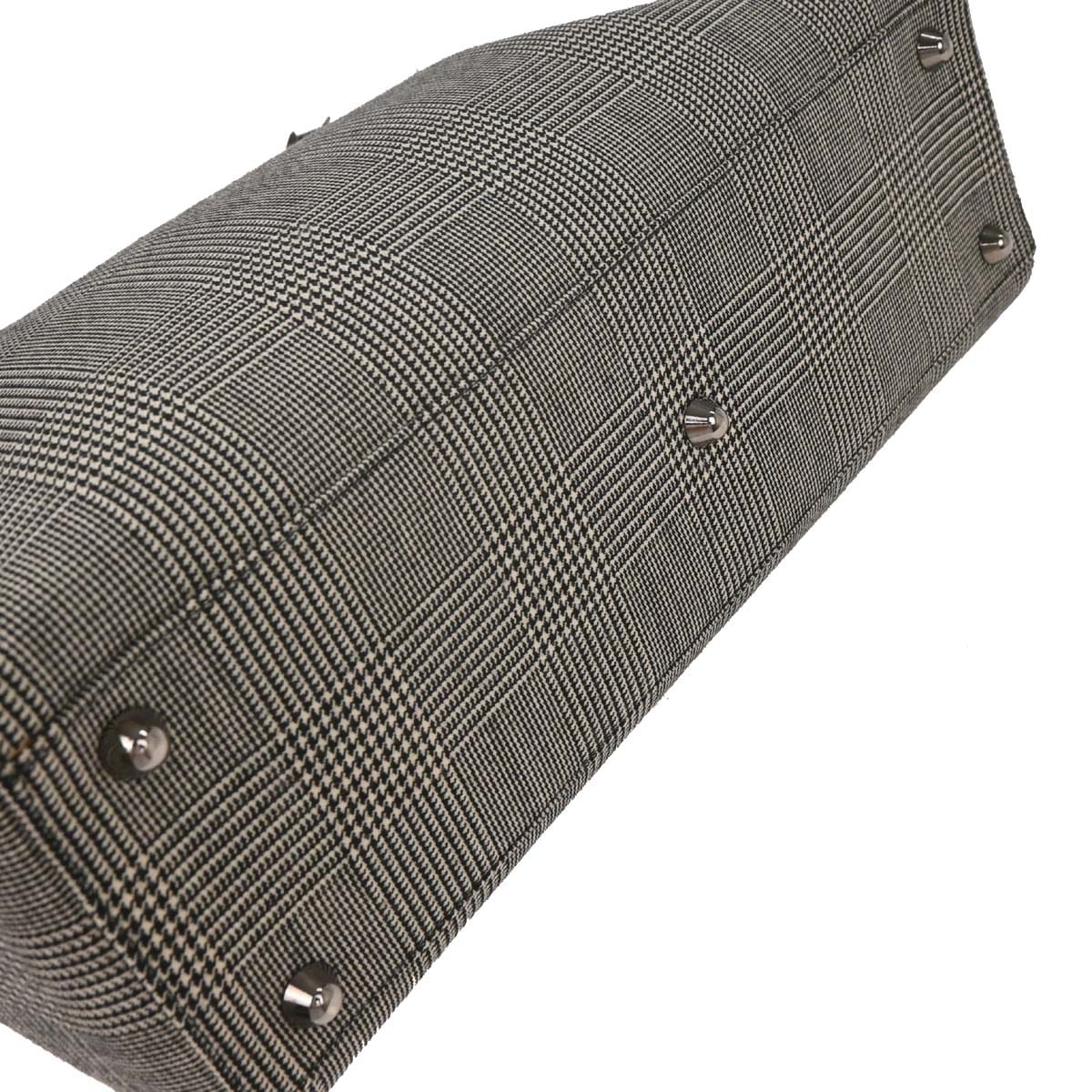 Christian Dior Black Canvas Large Lady Dior Houndstooth Handbag