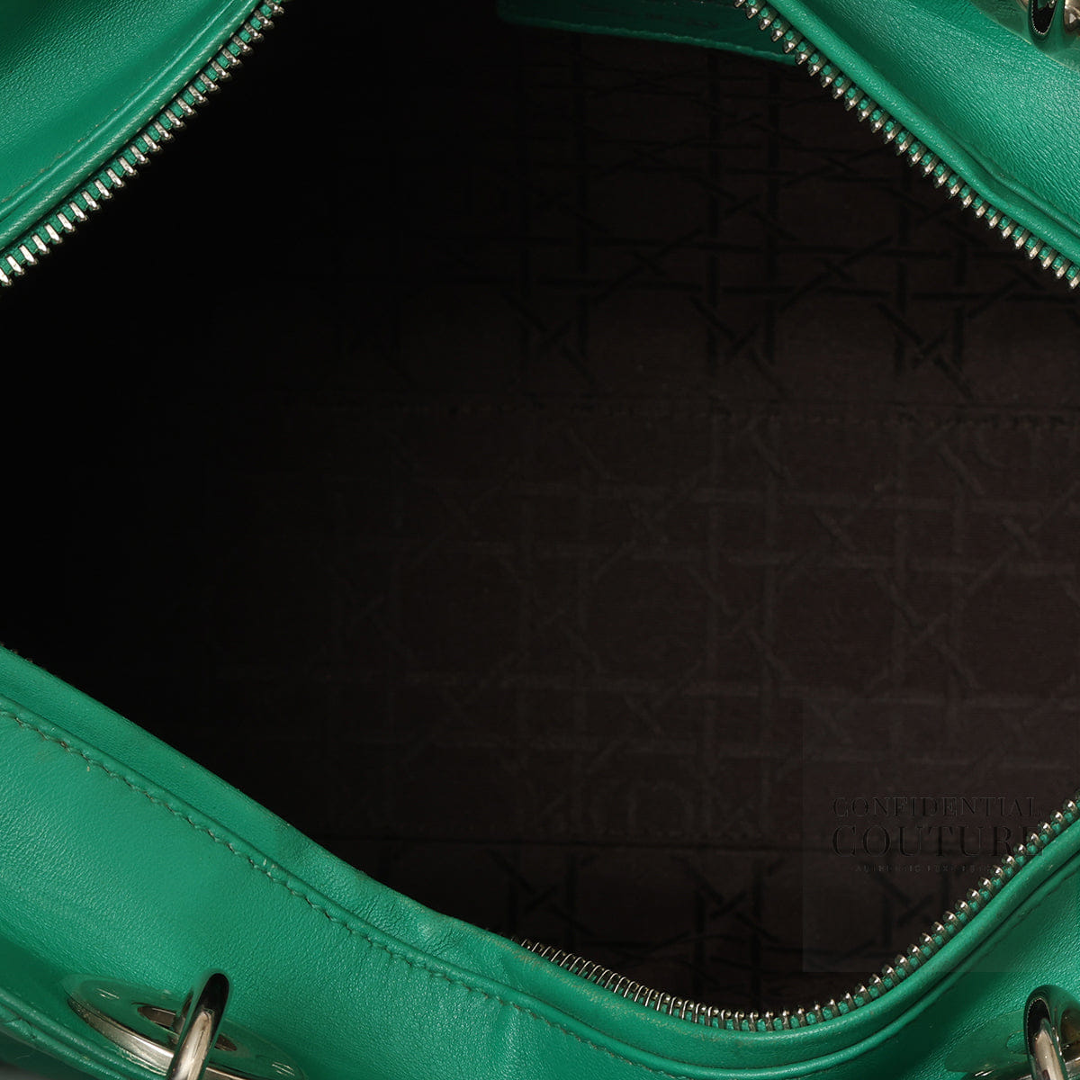 Christian Dior Green Cannage Quilted Lambskin Leather Large Lady Dior Bag