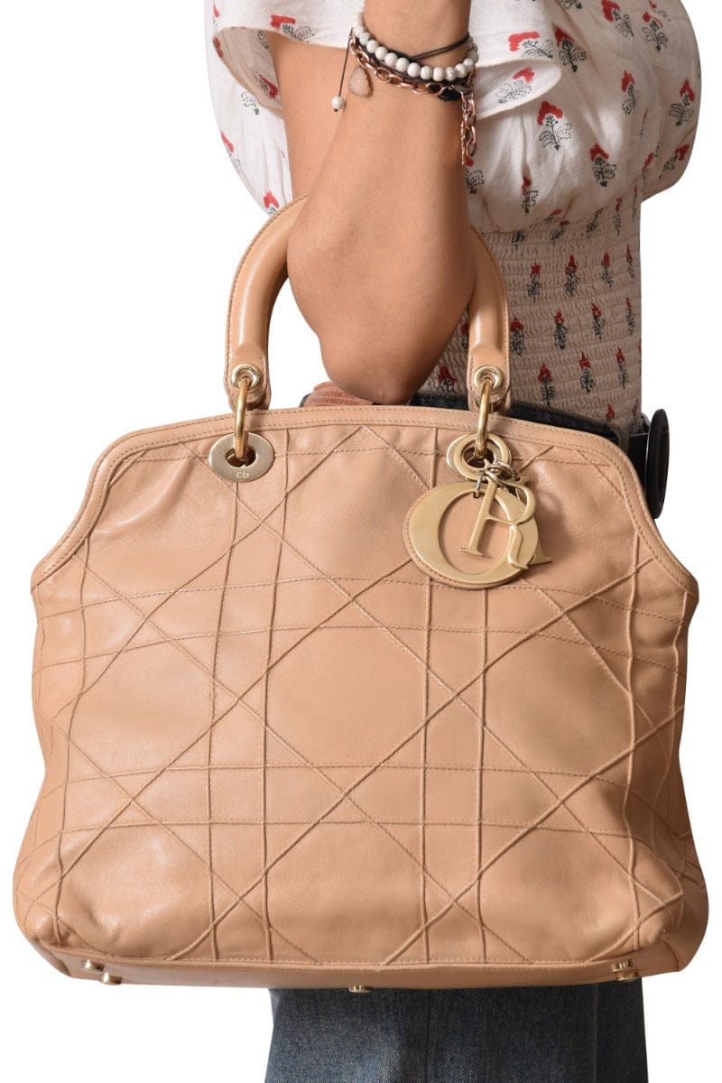 Christian Dior Beige Leather Granville Tote Bag