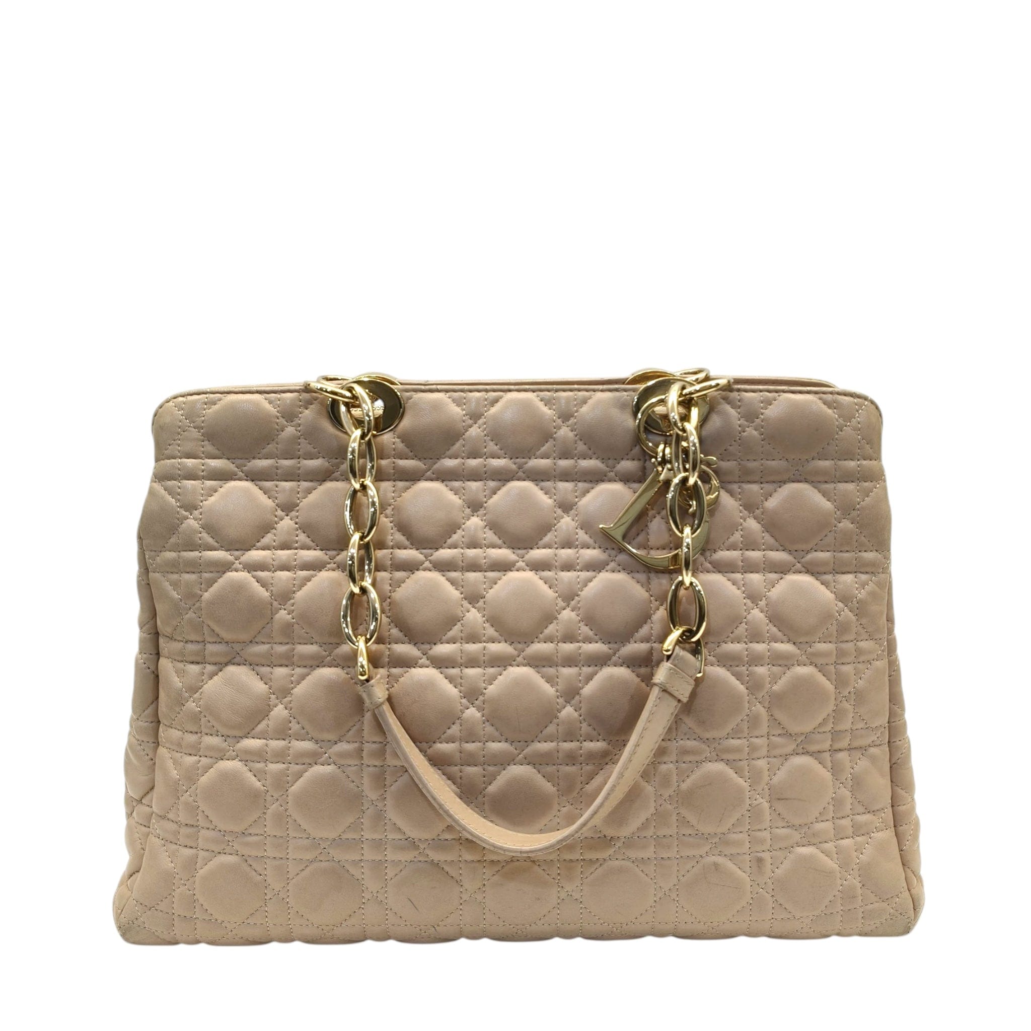 Christian Dior Dior Pink Cannage Quilted Soft Leather Medium Shopping Tote Bag