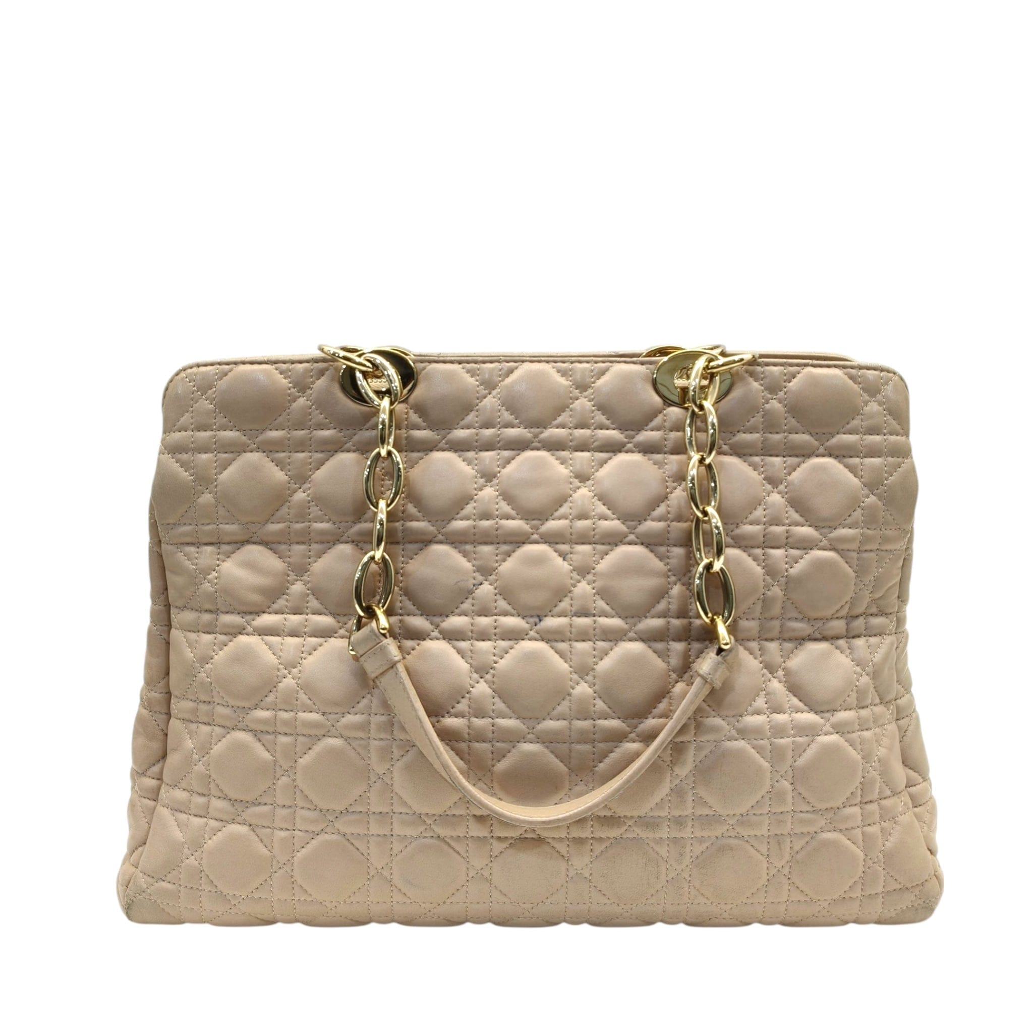Christian Dior Dior Pink Cannage Quilted Soft Leather Medium Shopping Tote Bag