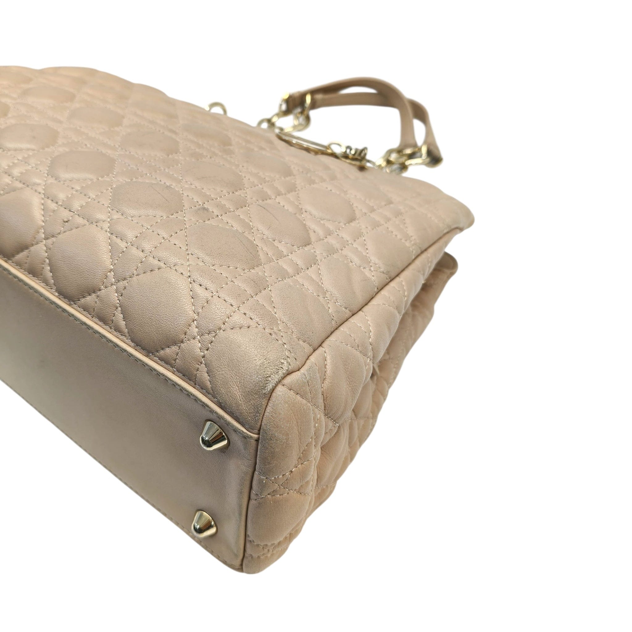 Christian Dior Dior Pink Cannage Quilted Soft Leather Medium Shopping Tote Bag