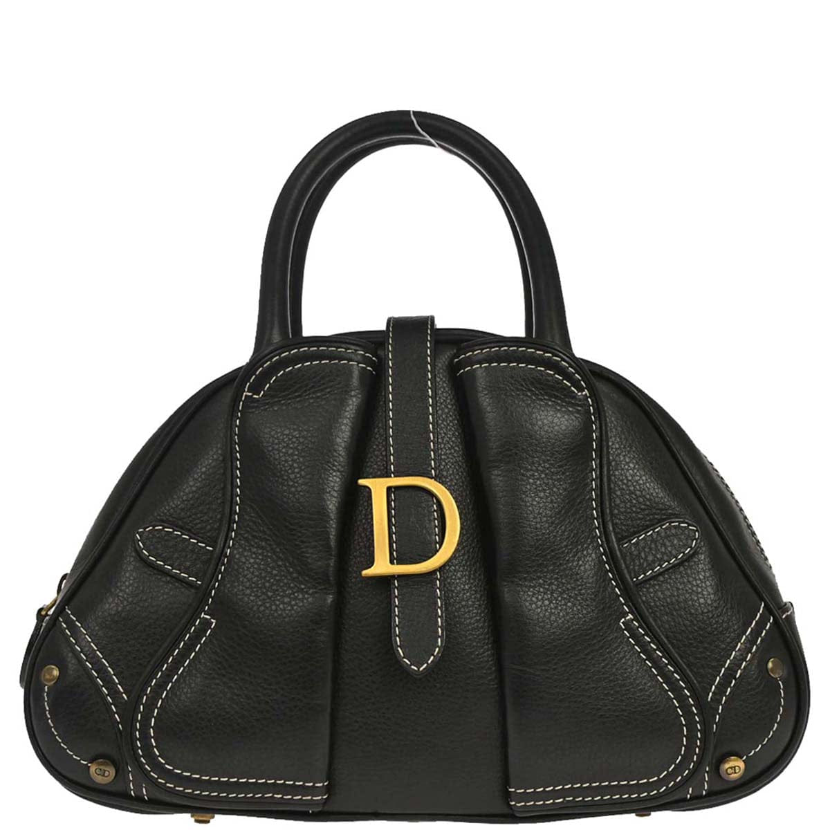 Christian Dior Black Leather Double Saddle Handbag