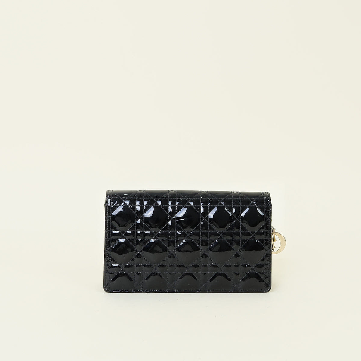 Christian Dior Black Lady Dior Patent Chain Pouch Clutch