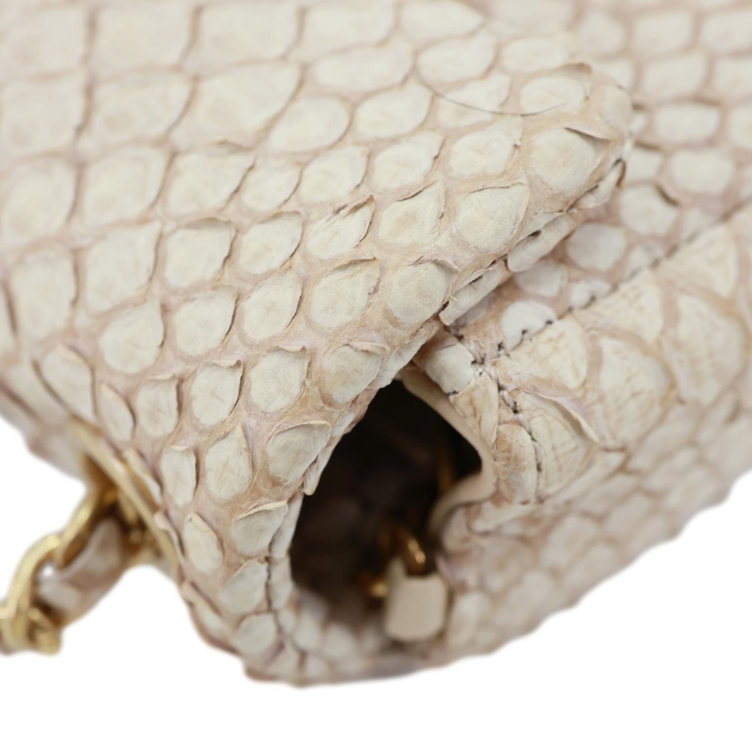 CHANEL Flap Extra Mini Python Leather Crossbody Bag Cream