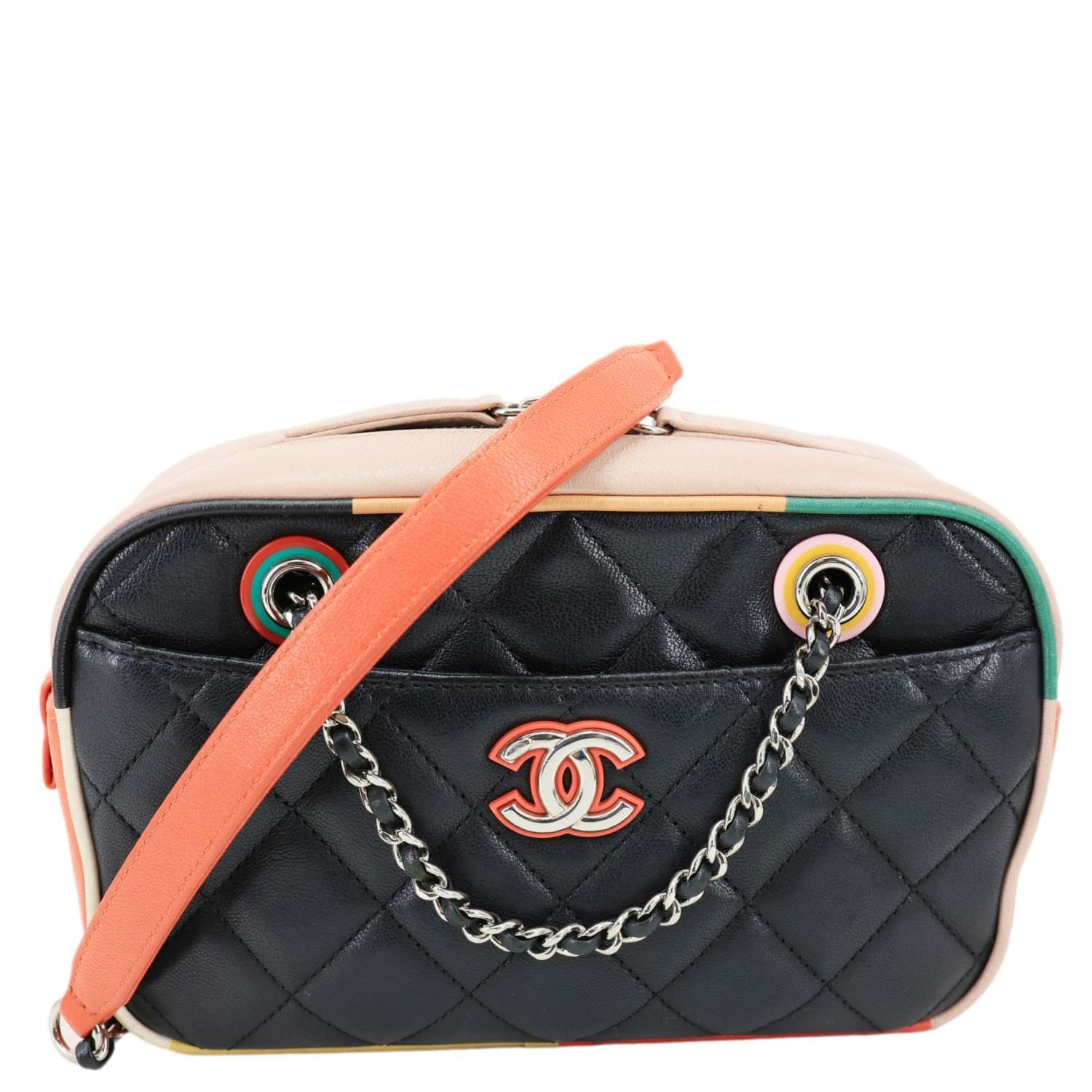 CHANEL Cuba Quilted Leather Camera Crossbody Bag Multicolor