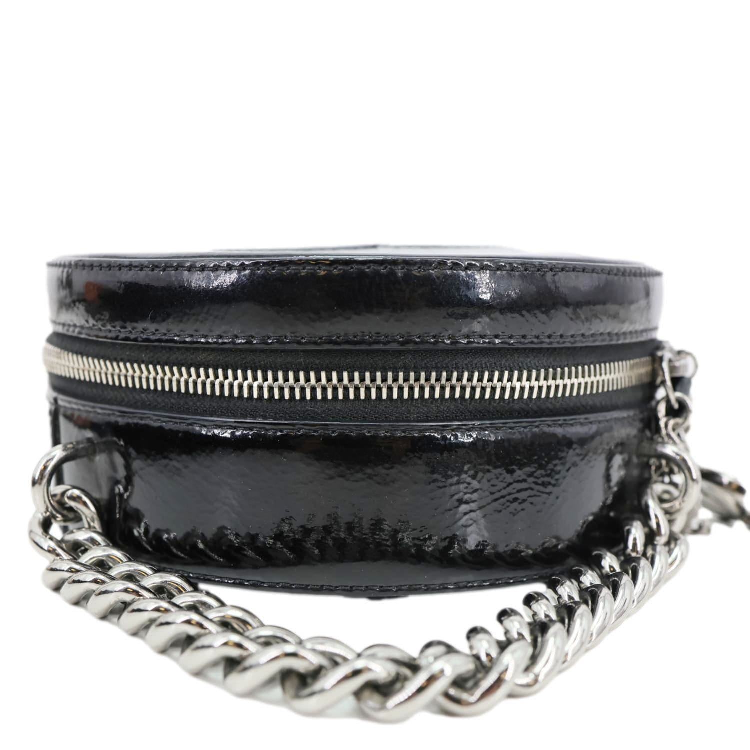 CHANEL Round as Earth Patent Leather Crossbody Bag Black