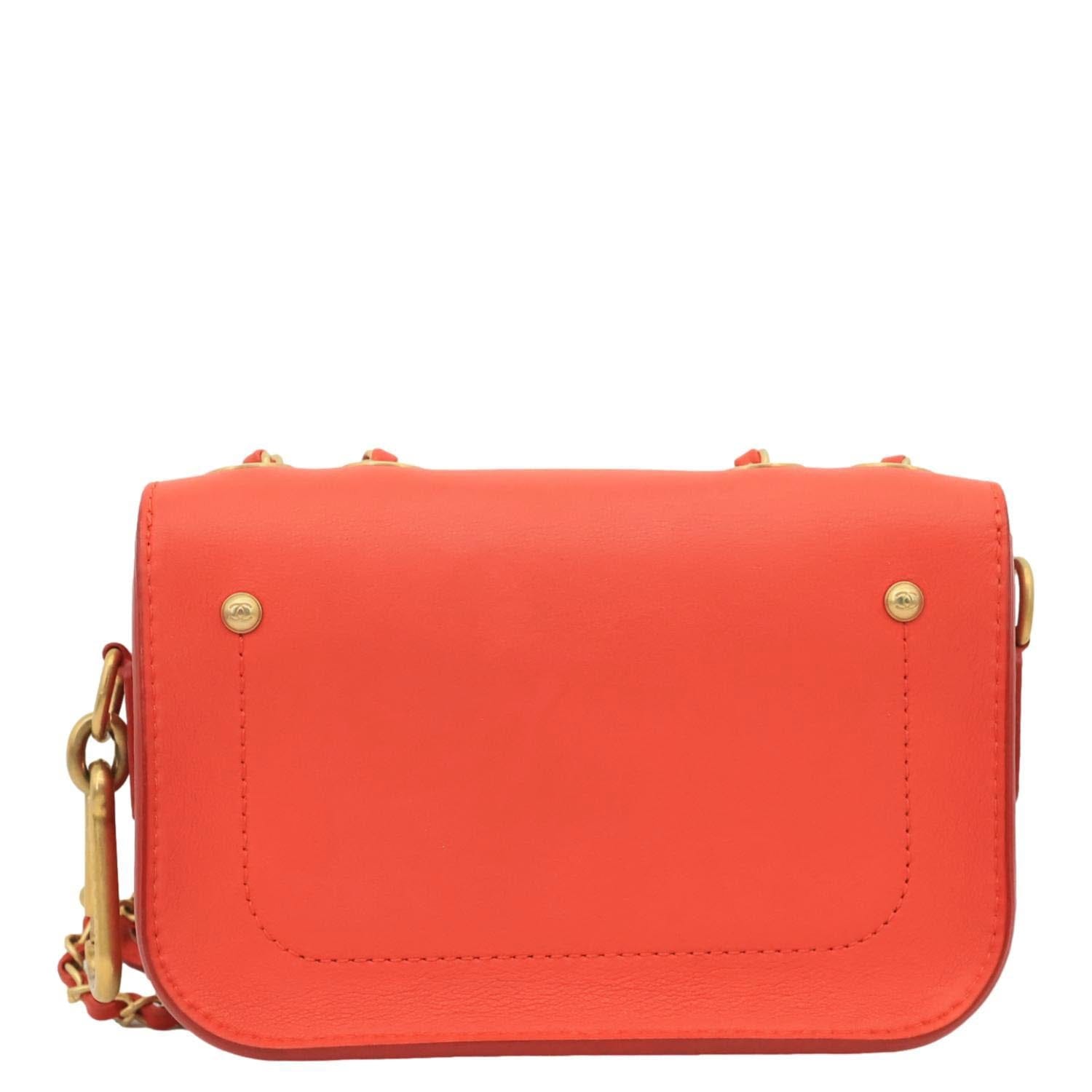 CHANEL Multi Pouching Flap Quilted Calfskin Leather Crossbody Bag Orange