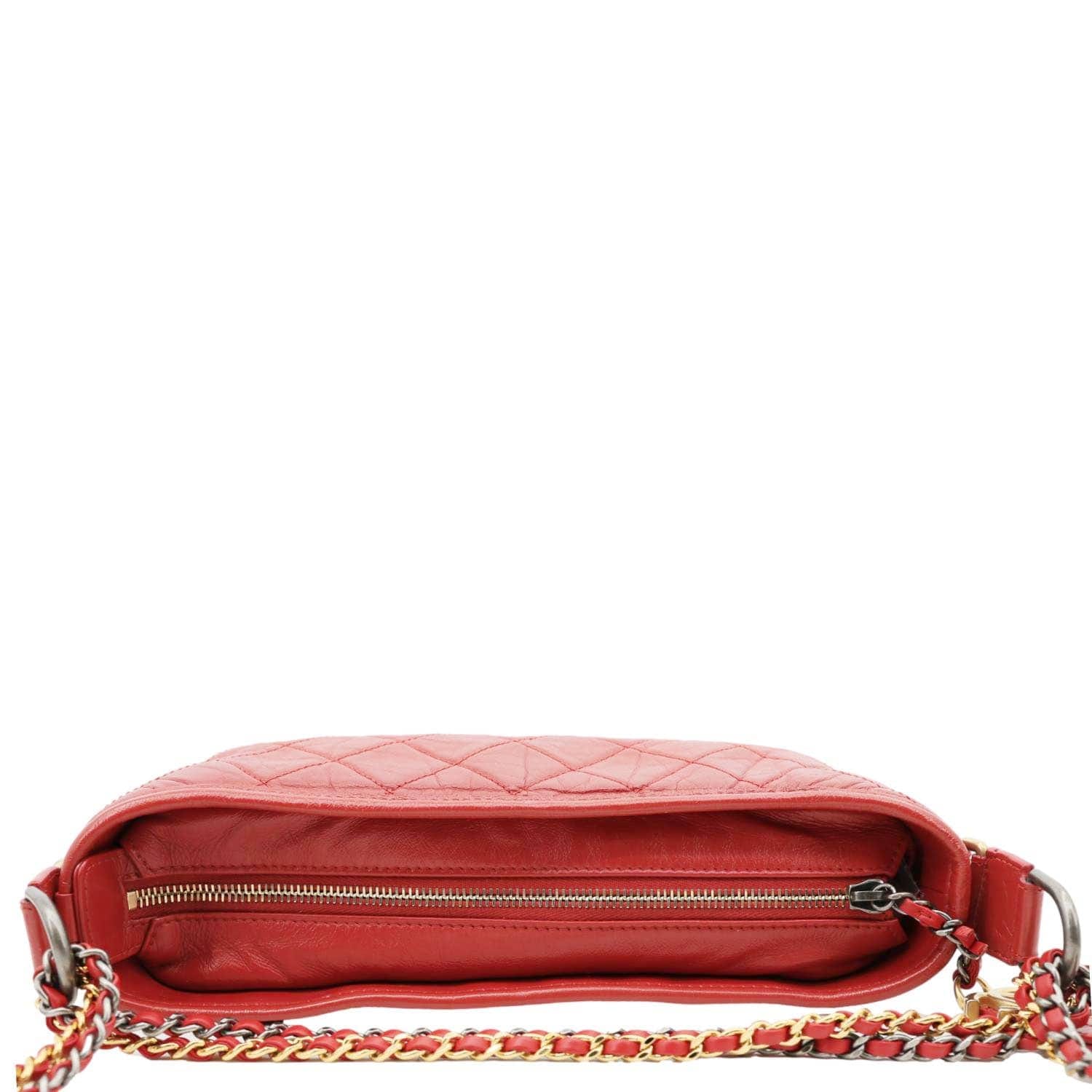 CHANEL Gabrielle Aged Calfskin Quilted Leather Crossbody Bag Red