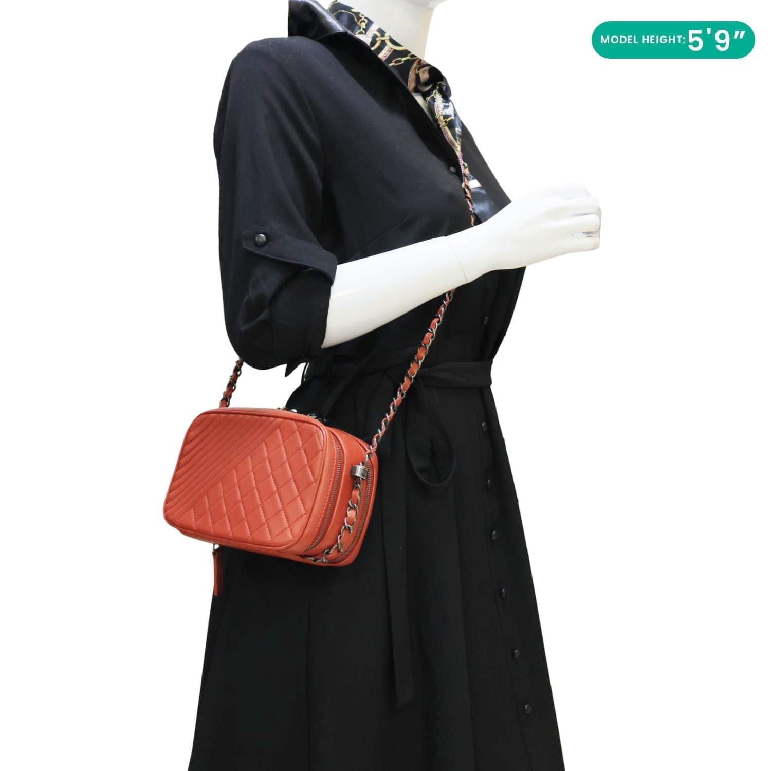 CHANEL Coco Boy Small Quilted Lambskin Camera Case Crossbody Bag Red