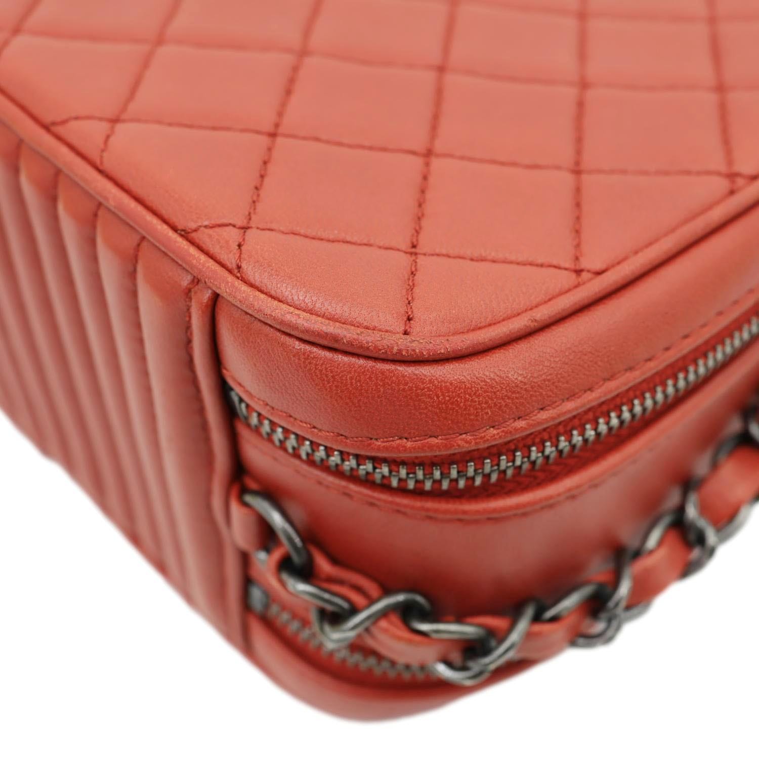 CHANEL Coco Boy Small Quilted Lambskin Camera Case Crossbody Bag Red