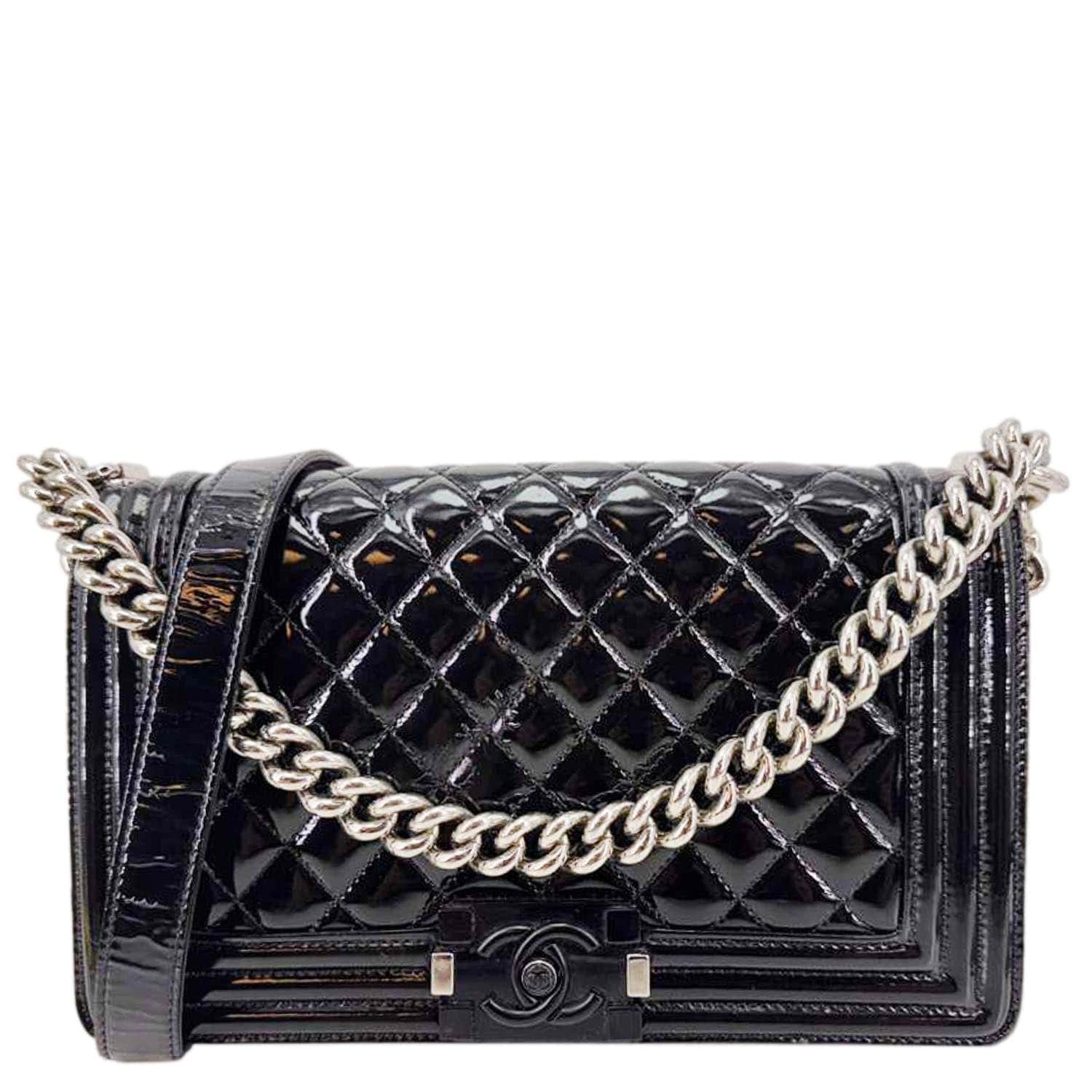 CHANEL Boy Flap Medium Plexiglass Patent Leather Crossbody Bag Black 20481641 FINAL SALE