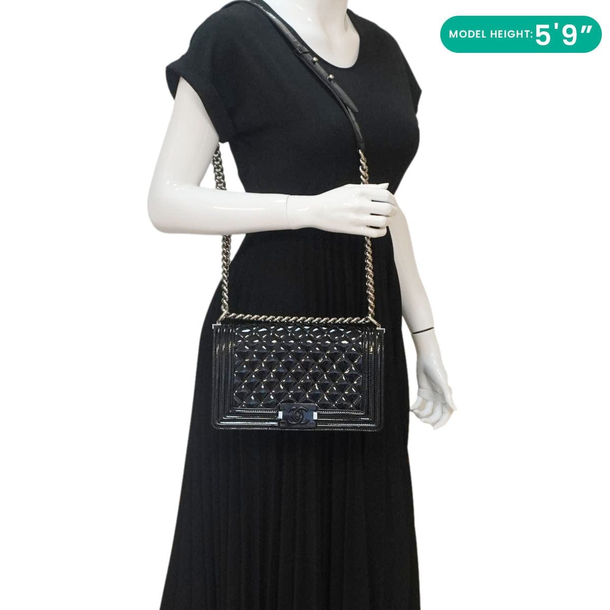 CHANEL Boy Flap Medium Plexiglass Patent Leather Crossbody Bag Black 20481641 FINAL SALE