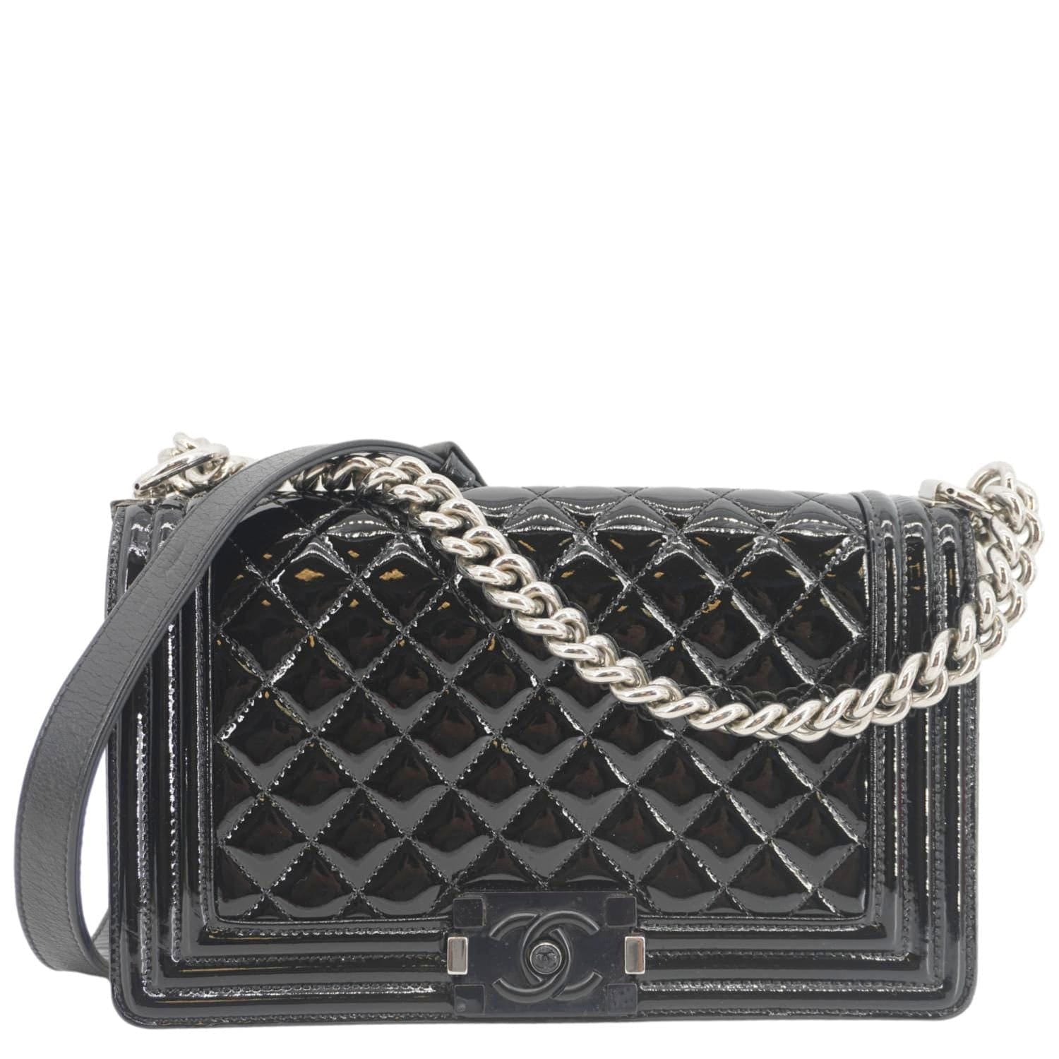 CHANEL Boy Flap Medium Plexiglass Patent Leather Crossbody Bag Black 20481641 FINAL SALE