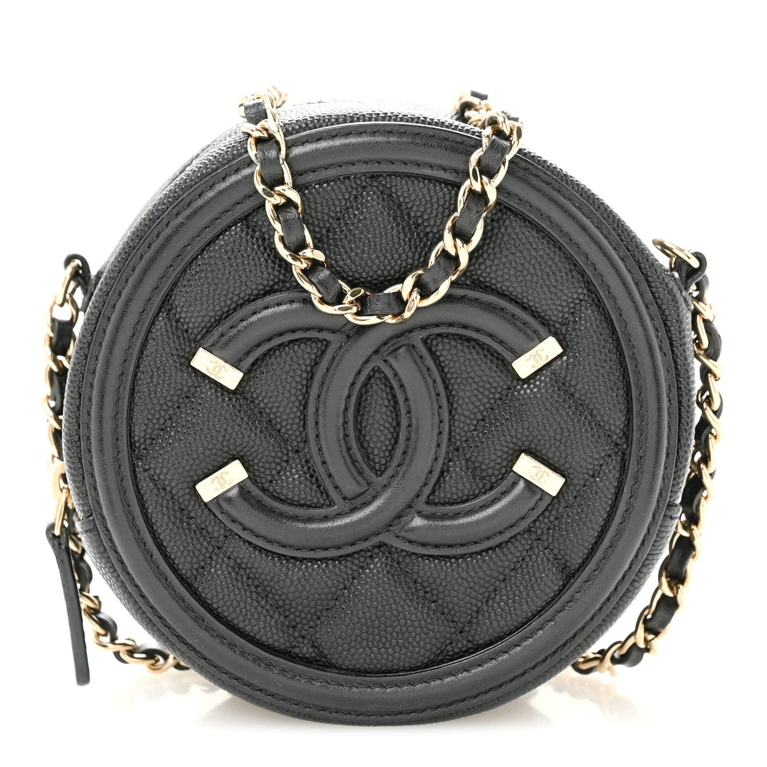 Chanel Caviar Quilted Round Filigree Crossbody Black
