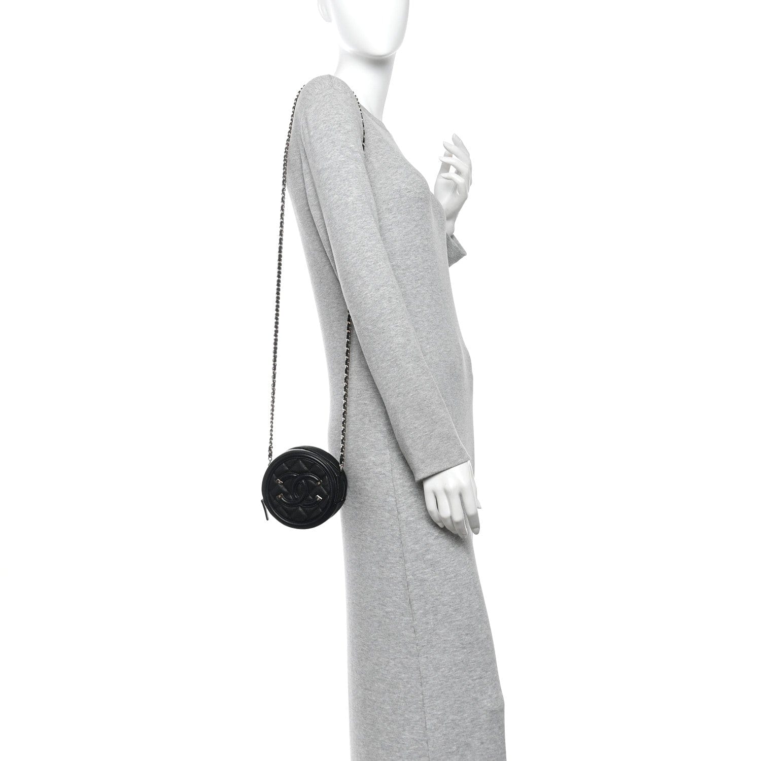 Chanel Caviar Quilted Round Filigree Crossbody Black