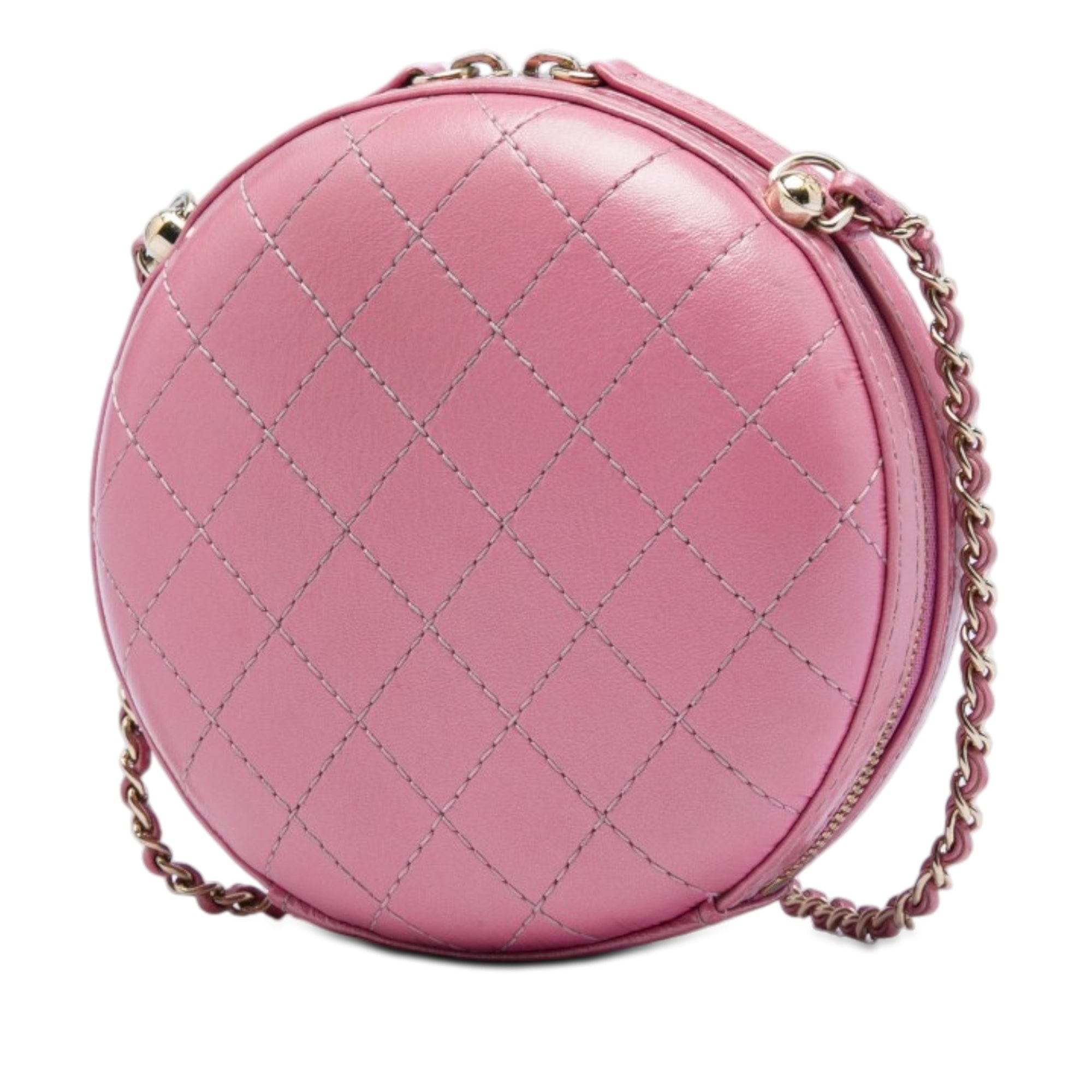 Chanel CC Stitched Calfskin Chain Round Crossbody