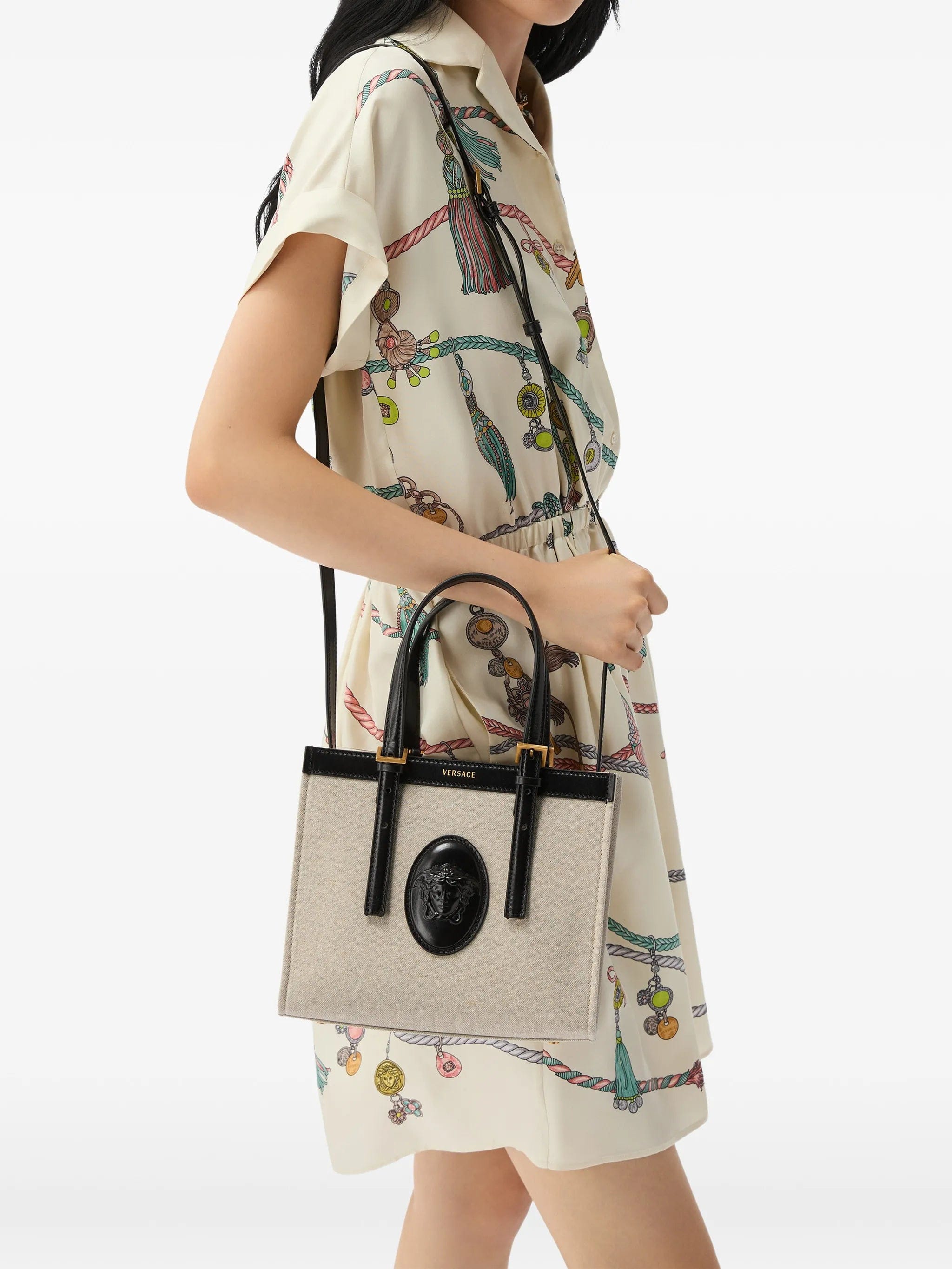 Versace Rivière mini canvas tote