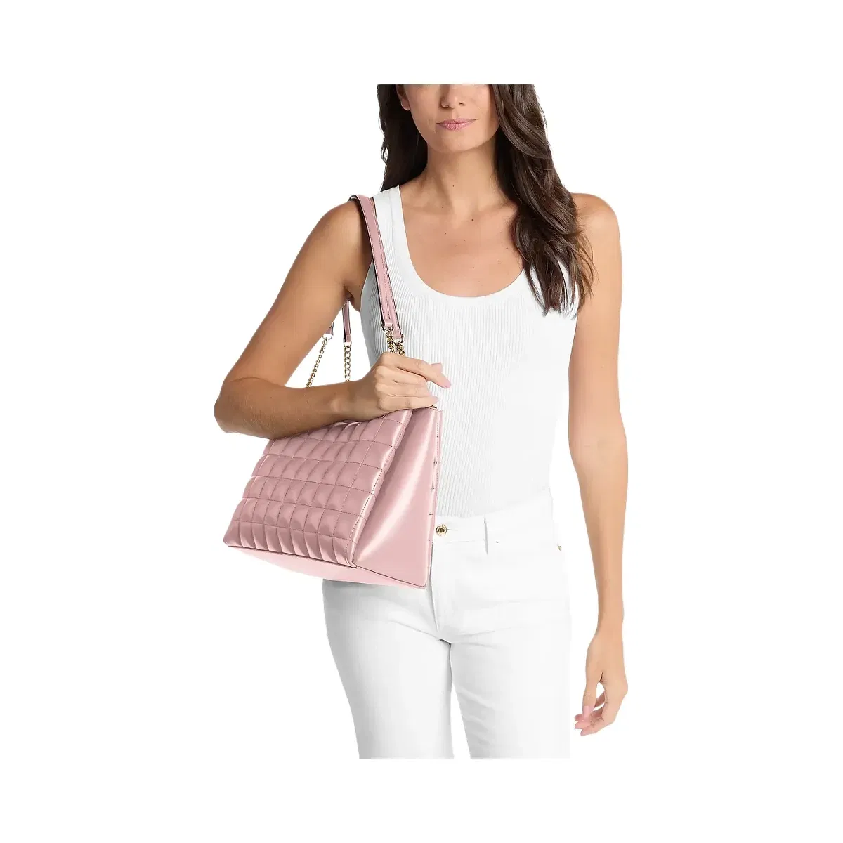 Michael Kors Soho Medium Quilted Tote Bag Powder Blush
