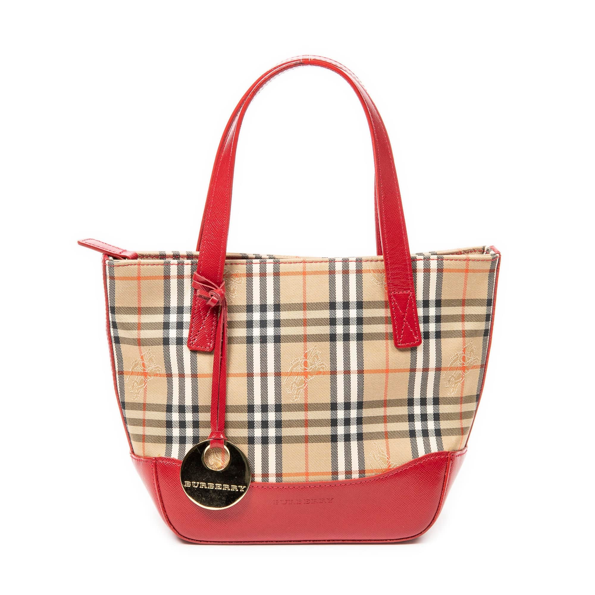 Burberry Beige/Red Canvas Mini Zip Shopping Tote AAY7972