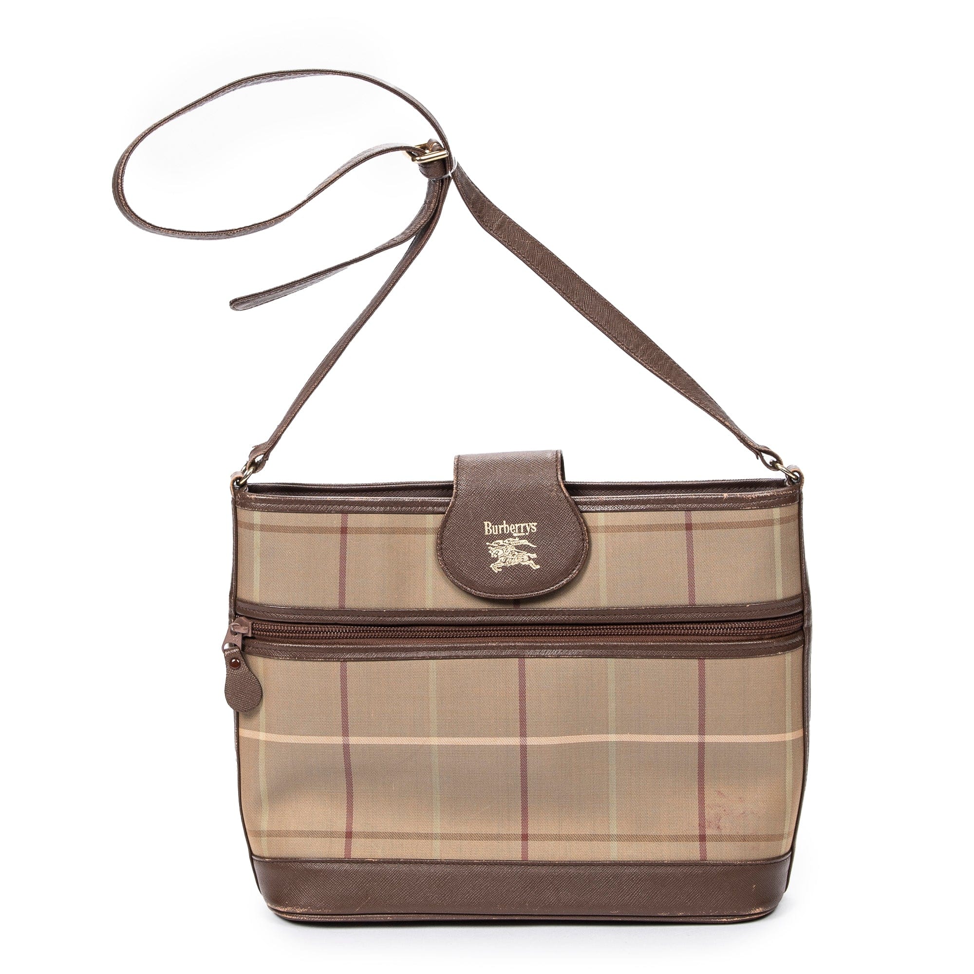 Burberry Green/Brown Canvas Bruberrys Front Pocket Bucket Tote AAX2412