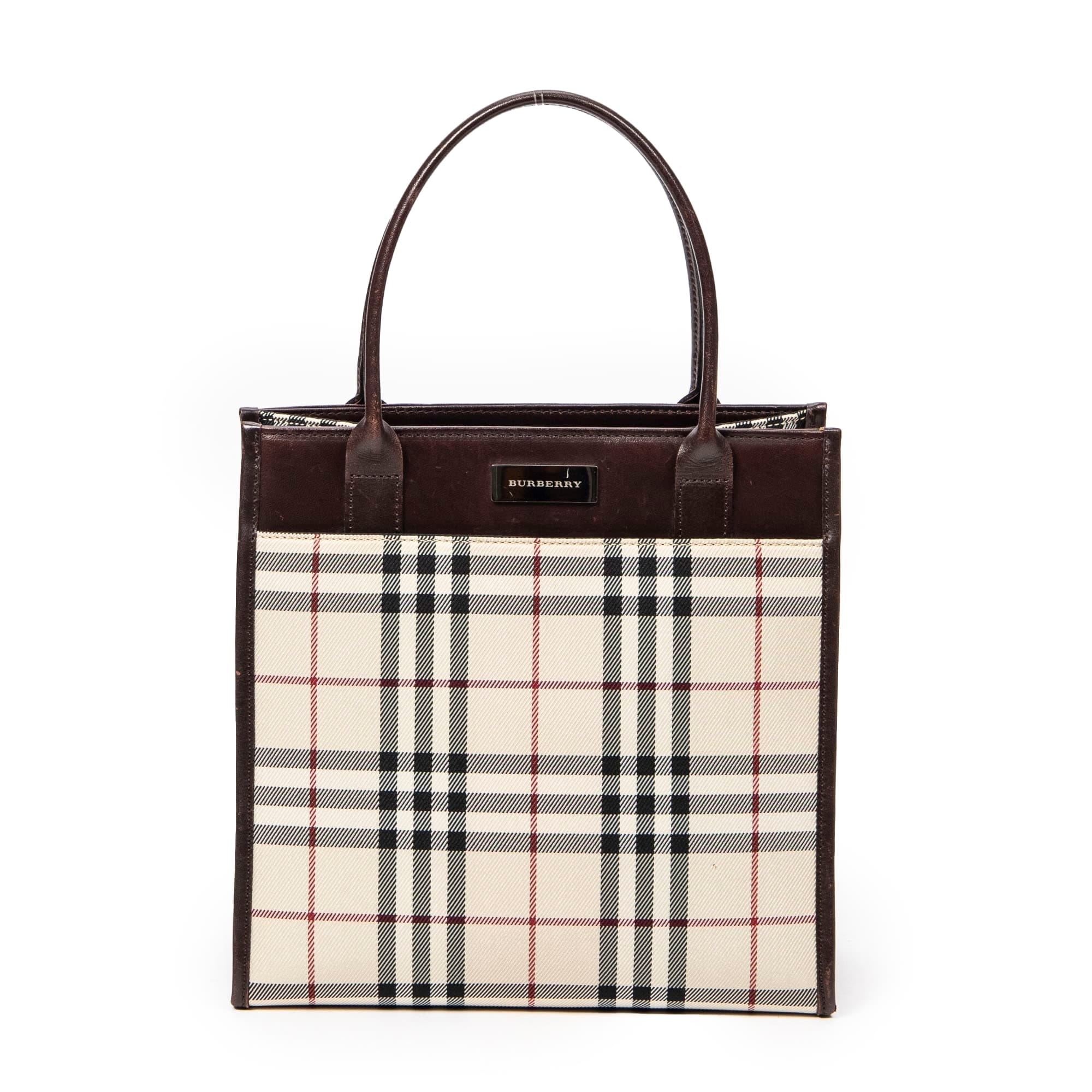 Burberry Beige/Dark Brown Canvas Square Open Tote AAY4527