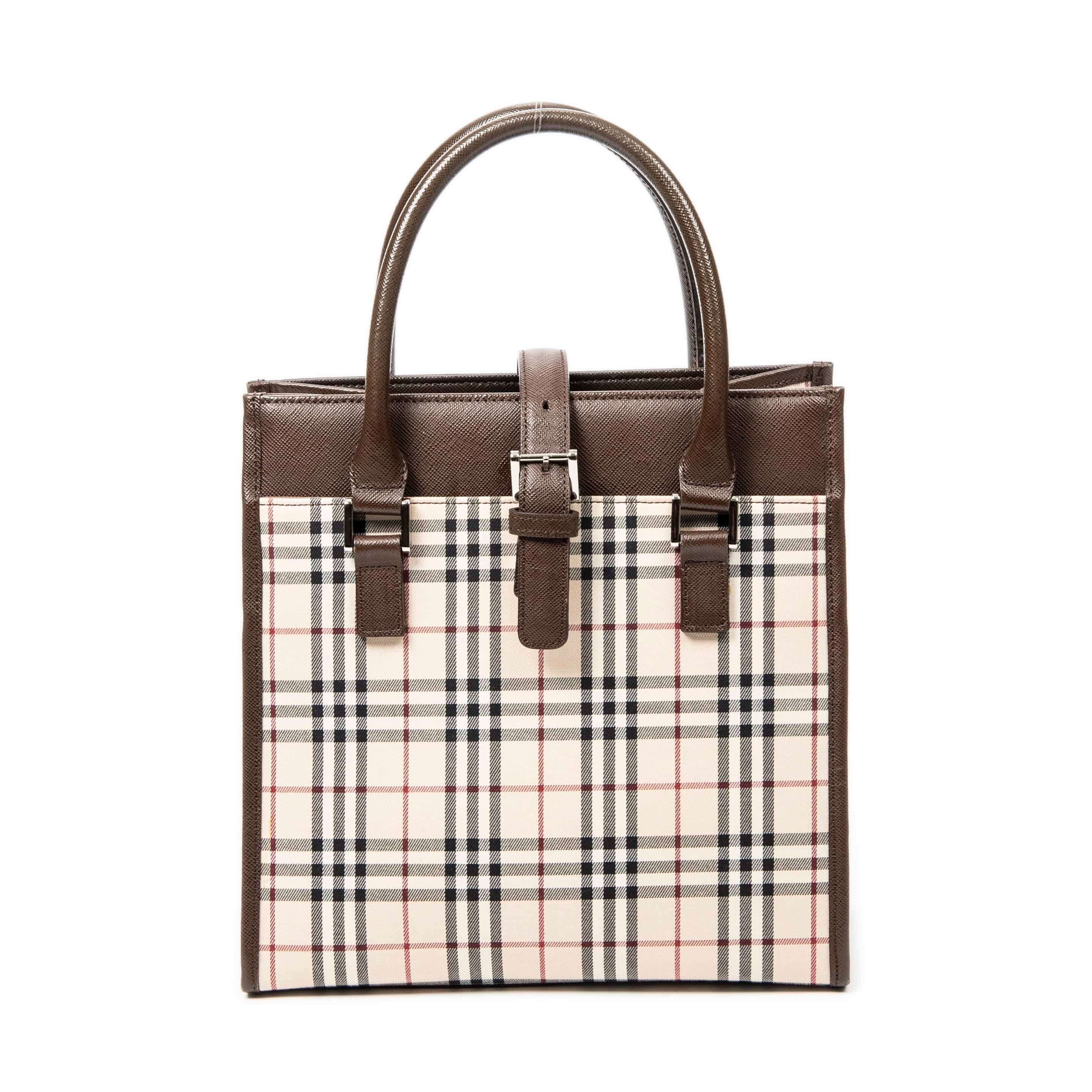 Burberry Beige/Brown Canvas Small Square Tote AAY5446
