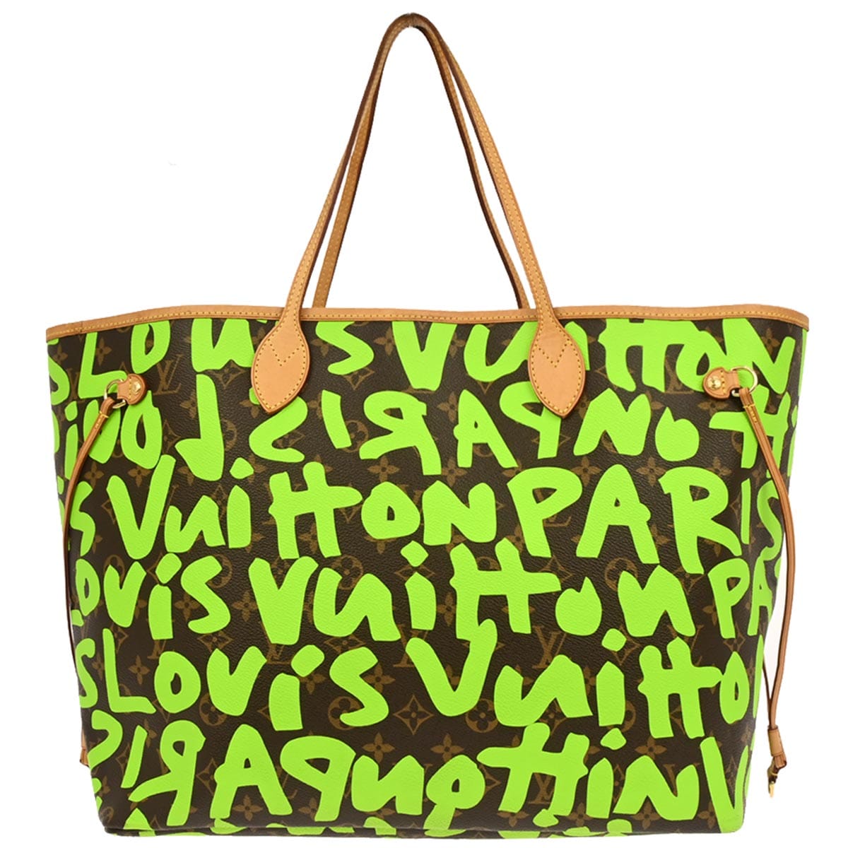 Louis Vuitton 2009 Green Monogram Graffiti Neverfull GM Tote Bag M93703