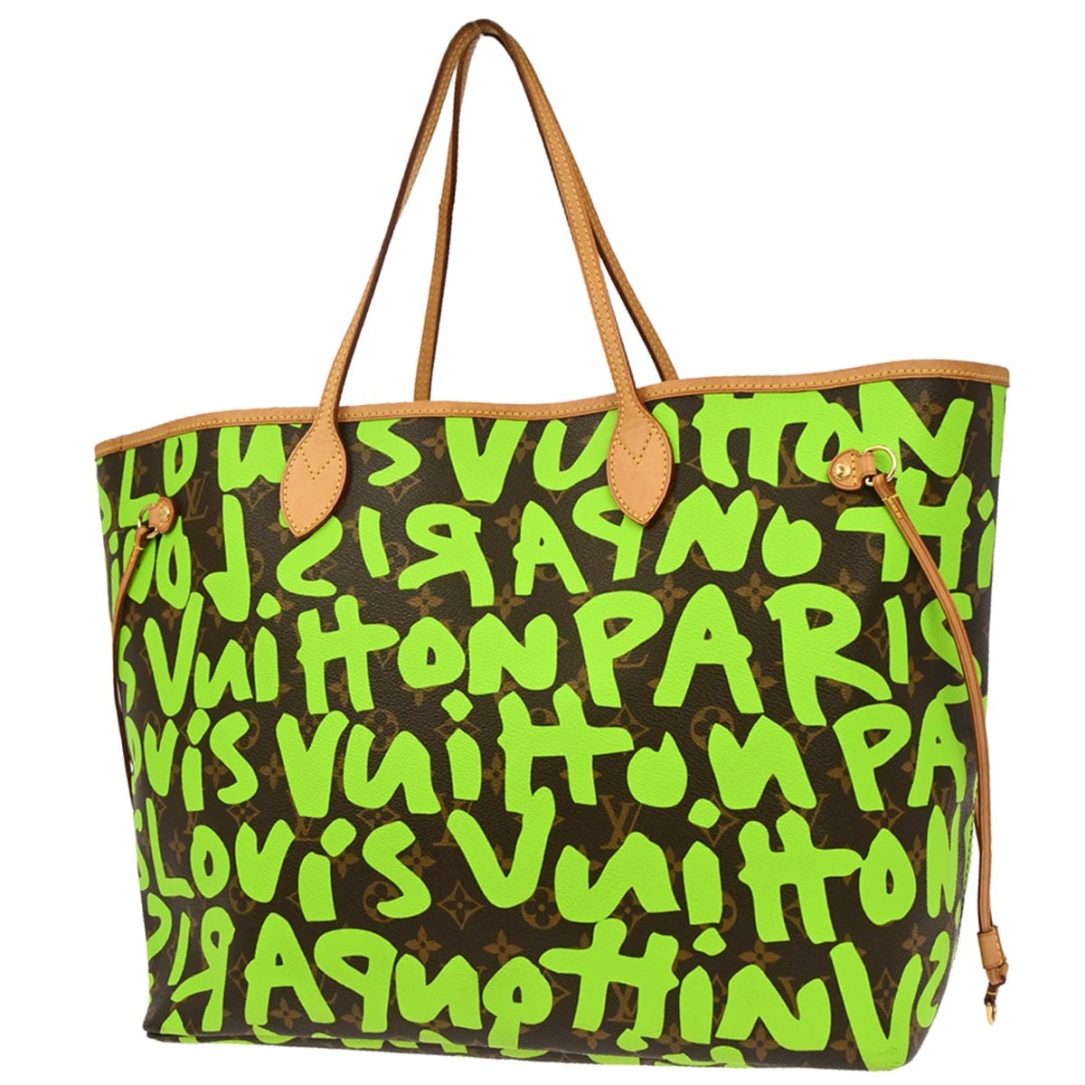 Louis Vuitton 2009 Green Monogram Graffiti Neverfull GM Tote Bag M93703