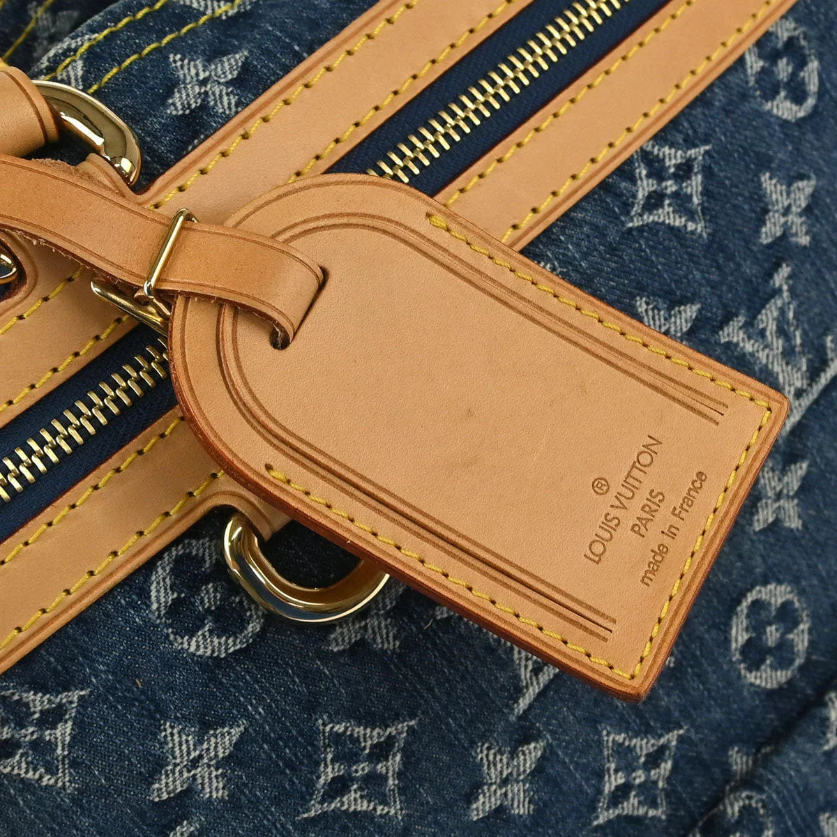 Louis Vuitton 2005 Monogram Denim Flat Shopper Tote Handbag M95018