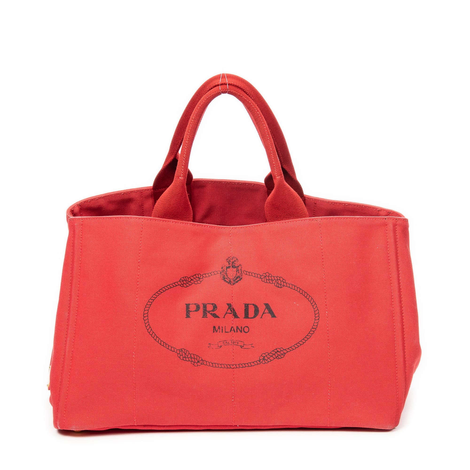 Prada Red Canvas Large Canapa Tote AAZ7051