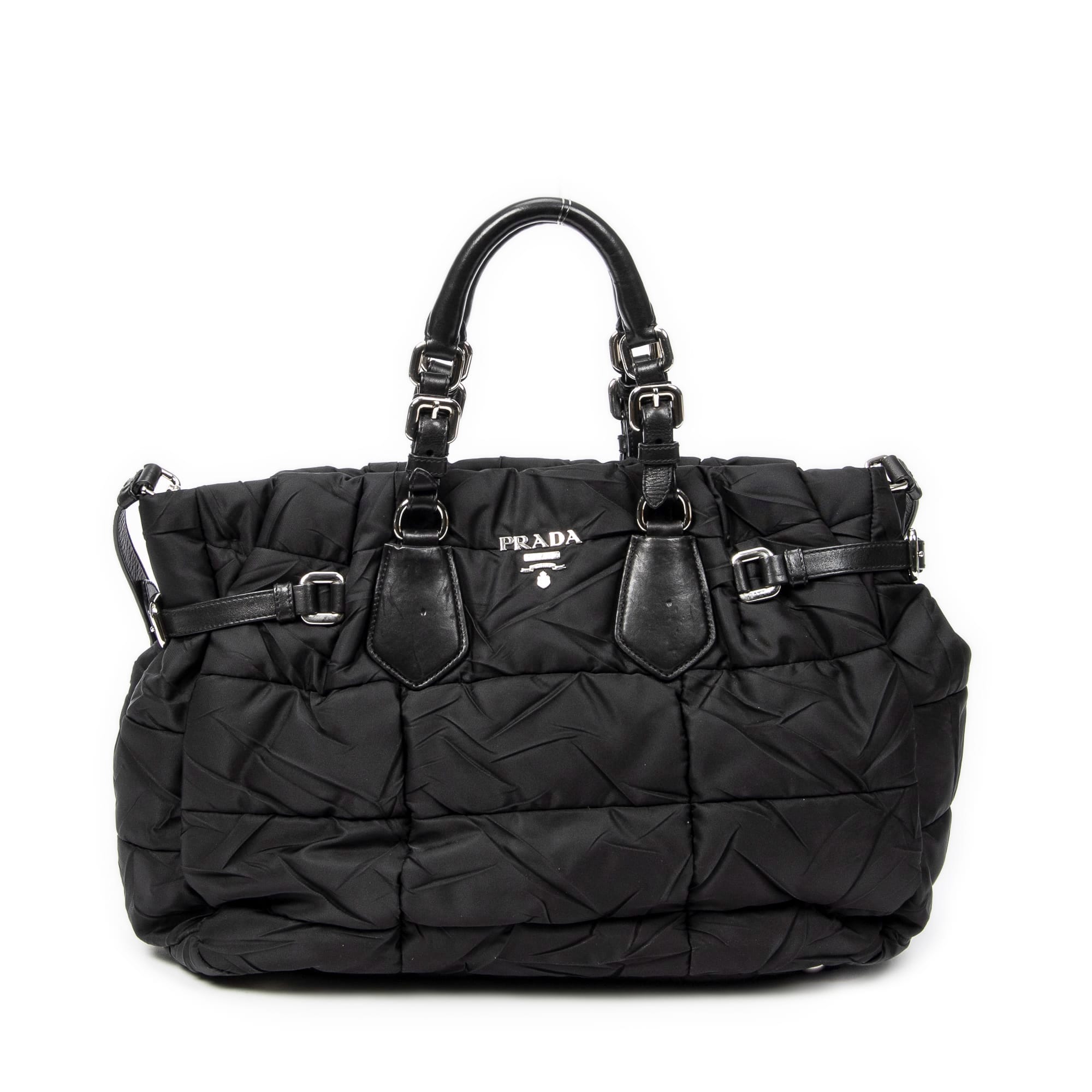 Prada Black Canvas Convertible Shopper Tote ABC0857