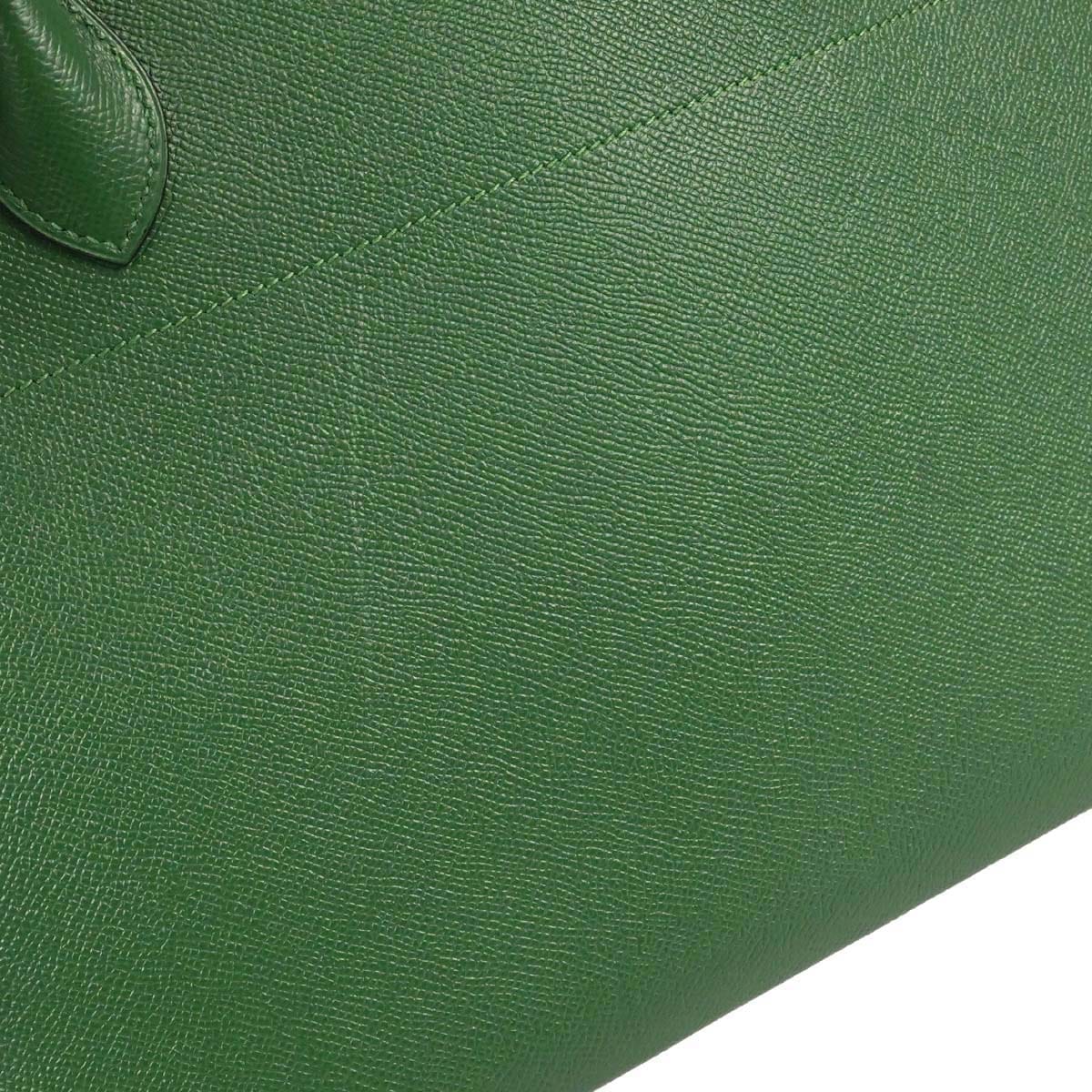 Hermes 2001 Green Courchevel Bolide 35 2way Shoulder Handbag