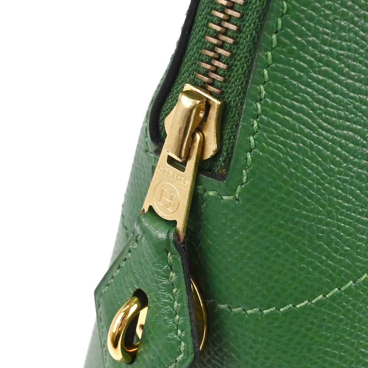 Hermes 2001 Green Courchevel Bolide 35 2way Shoulder Handbag