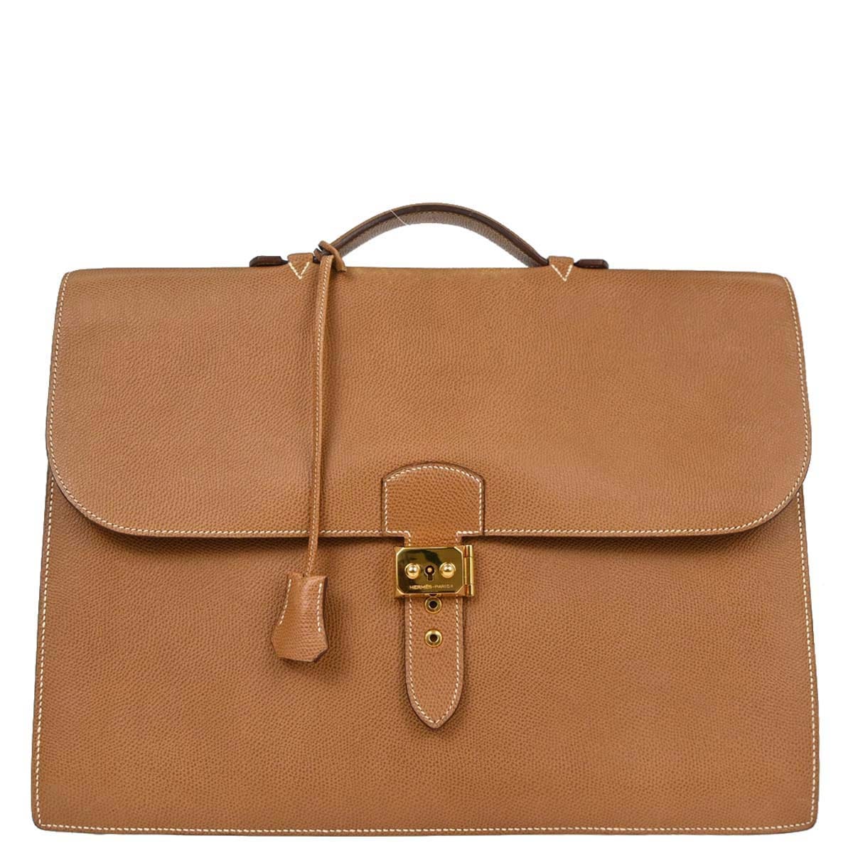 Hermes Gold Courchevel Sac a Depeches 41 Business Bag Handbag