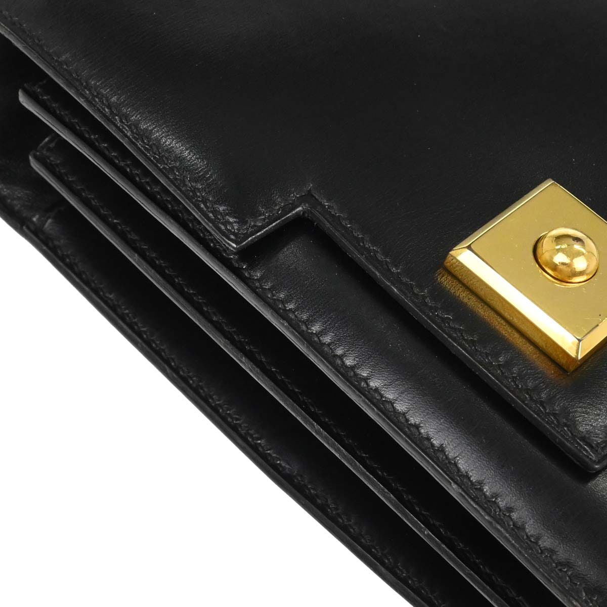 Hermes Black Box Calf Piano Handbag