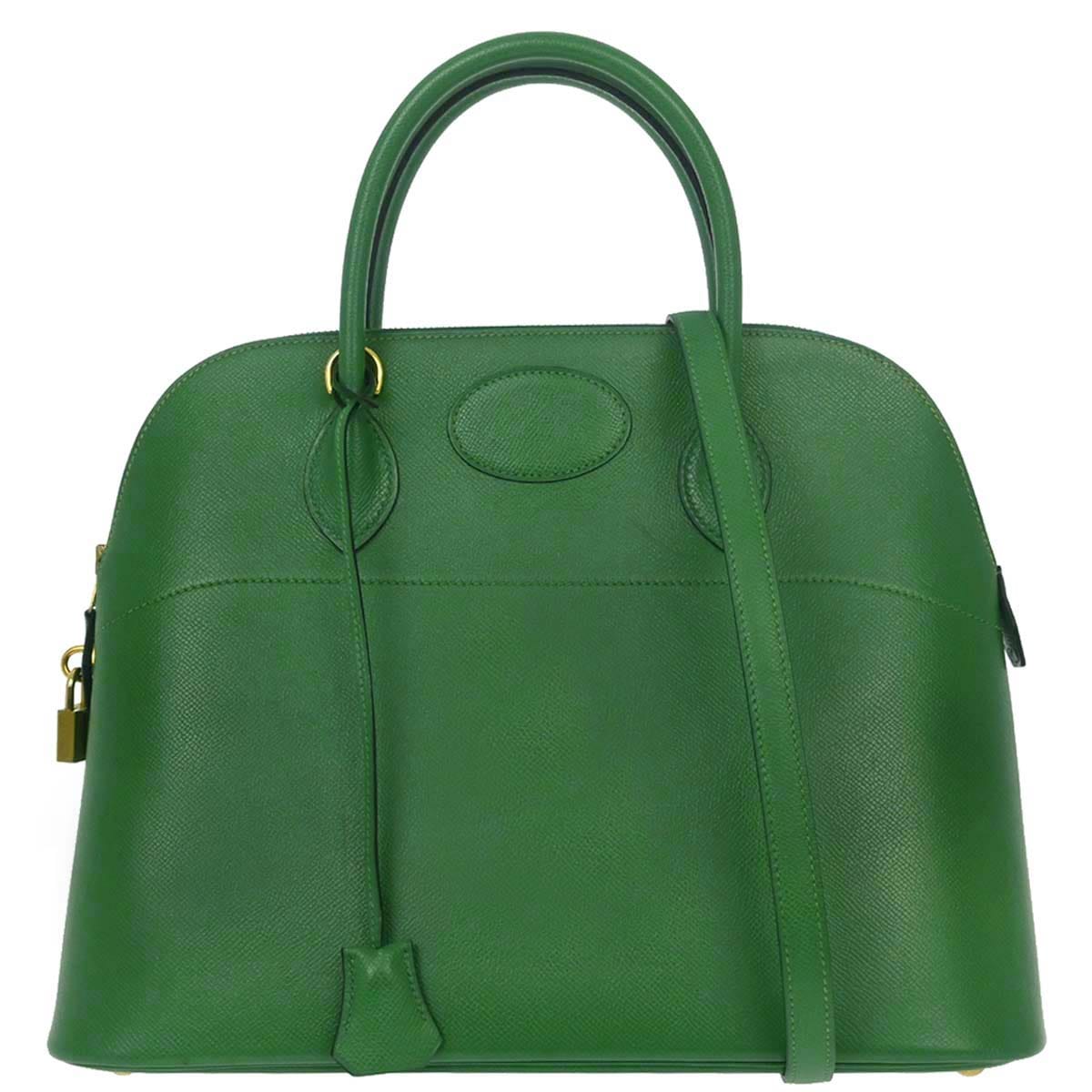 Hermes Green Courchevel Bolide 35 2way Shoulder Handbag