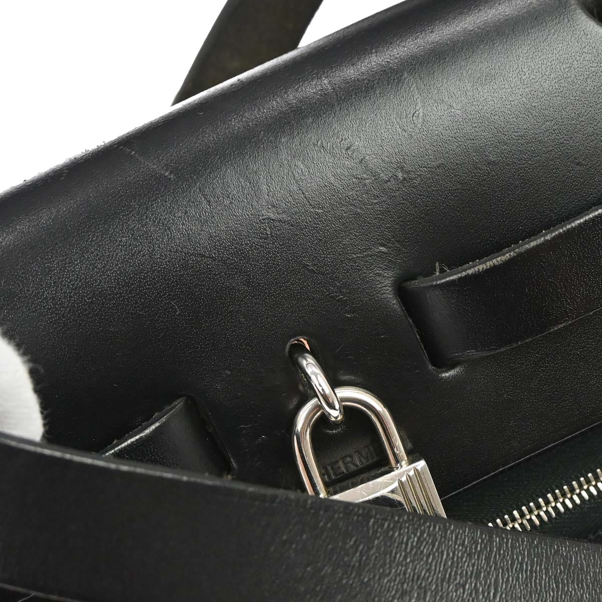 Hermes Black Toile Officier Herbag Zip PM 2way Shoulder Handbag