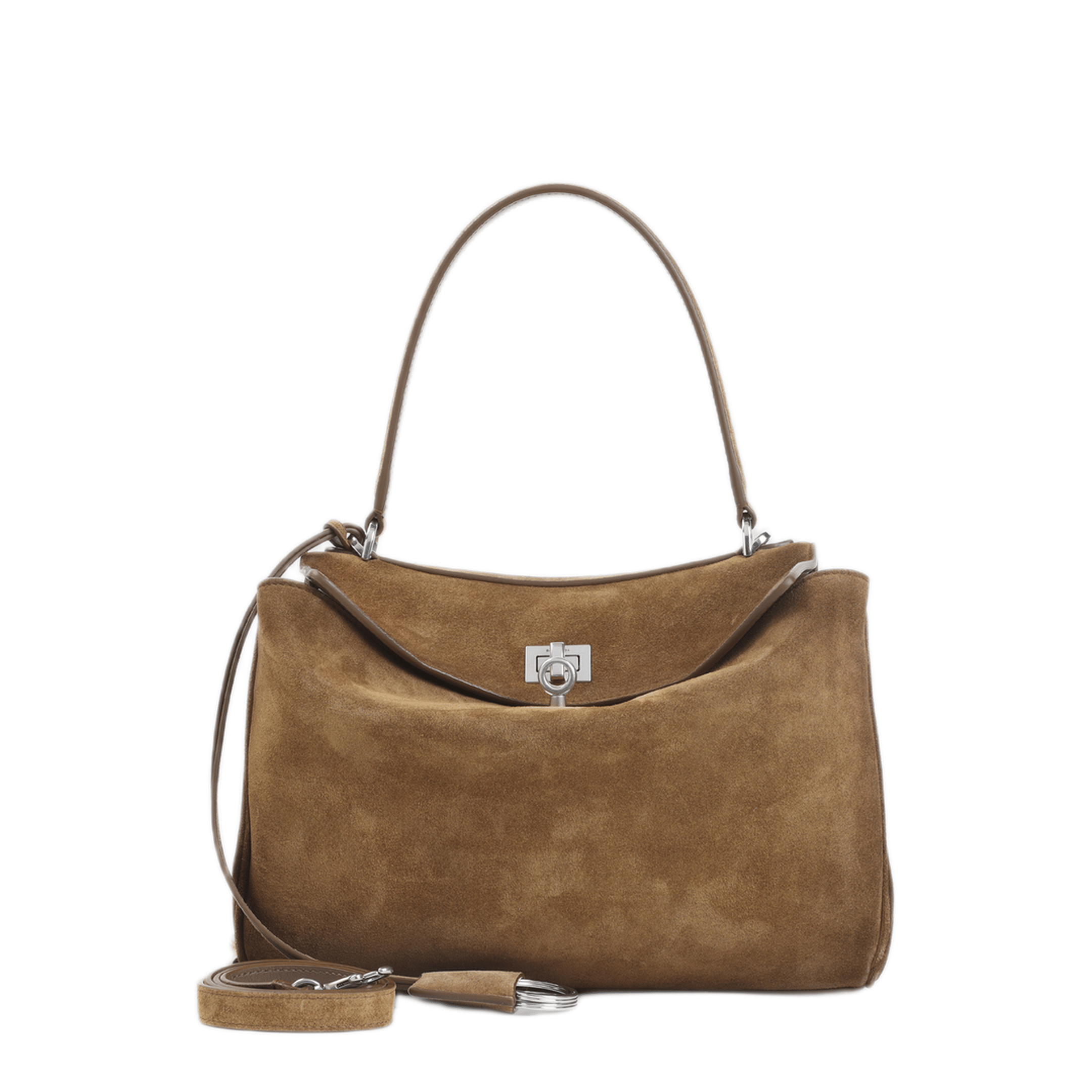 Balenciaga Rodeo Small Waxed Suede Calfskin Handbag - Camel