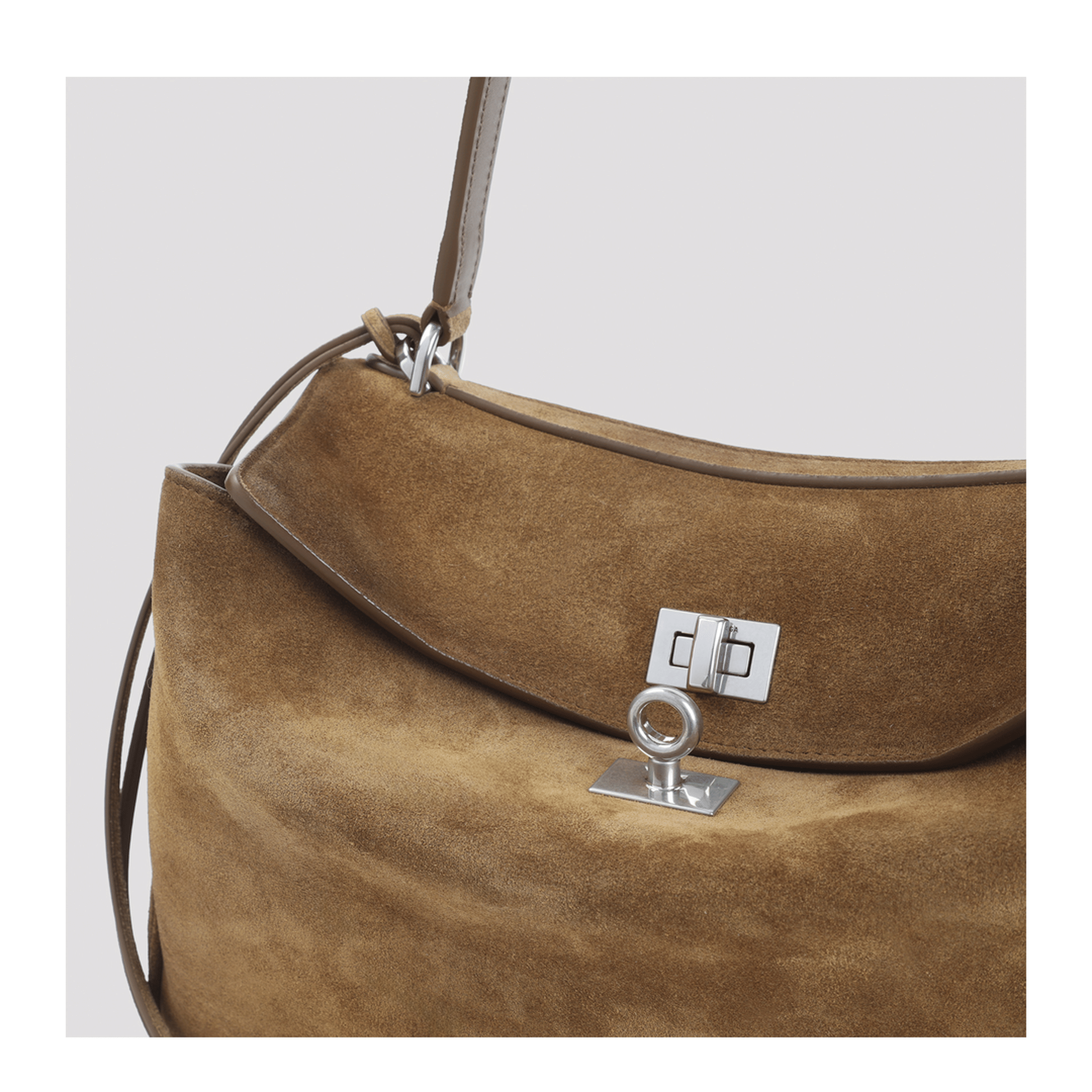 Balenciaga Rodeo Small Waxed Suede Calfskin Handbag - Camel