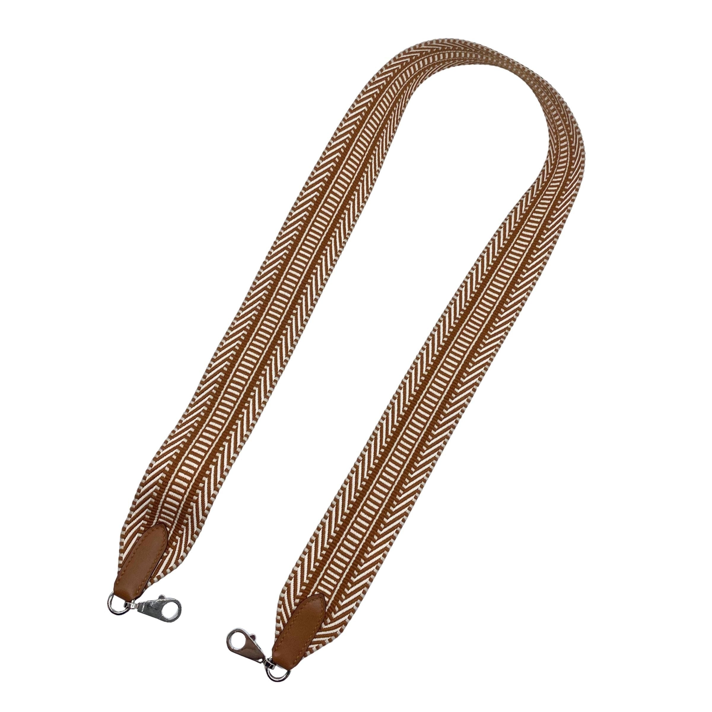 Hermes Gold and White Handbag Strap